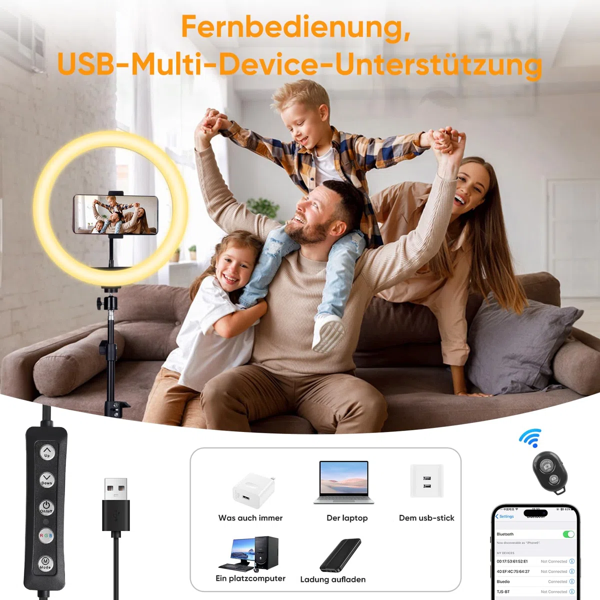 KOSCHEAL 12 Zoll Ringlicht mit Stativ,Tisch LED Ring Light Kamera Handystativhalter mit ringlicht, 2800-6500K,40 RGB-Modi für Selfie,Tik Tok Vlog,YouTube, Makeup, Facebook Video