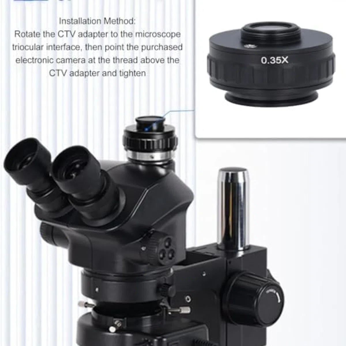 C-Mount Objektiv Adapter, 0,5X Mikroskop Adapter Objektivadapter Okular C-Mount Objektiv, 38mm CTV Mikroskop Objektiv Adapter Objektivhalterungsadapter für CCD Kamera Digitales Okular