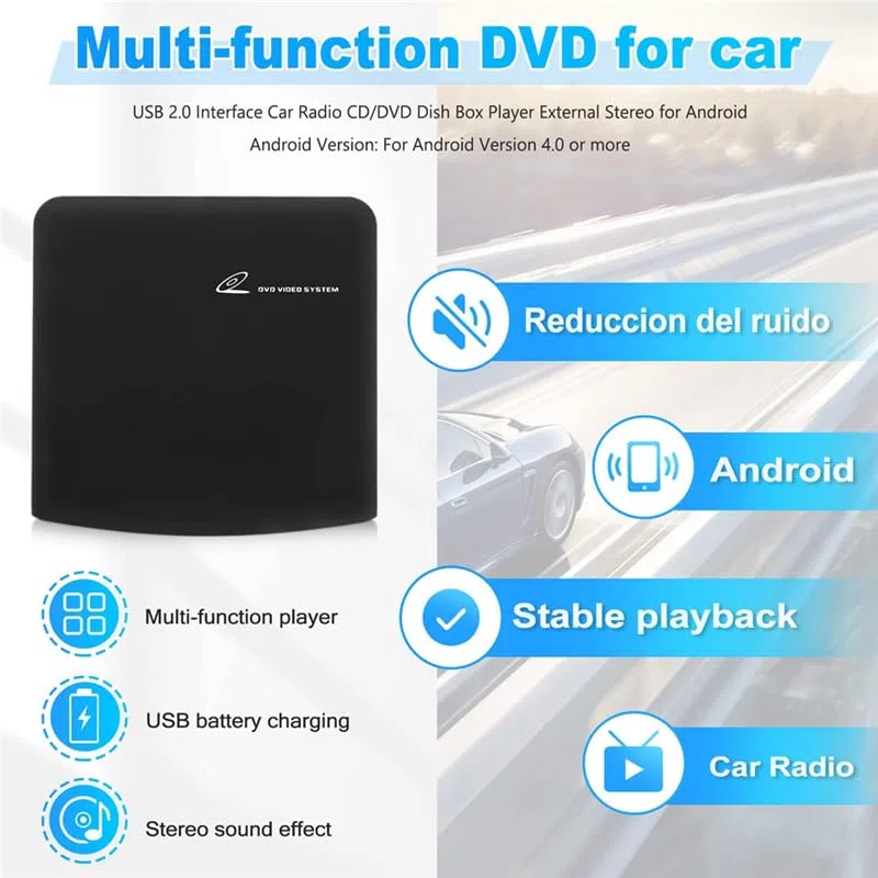 USB 2.0Schnittstelle Autoradio CD/DVD Dish Box Player Externe Stereoanlage für Android
