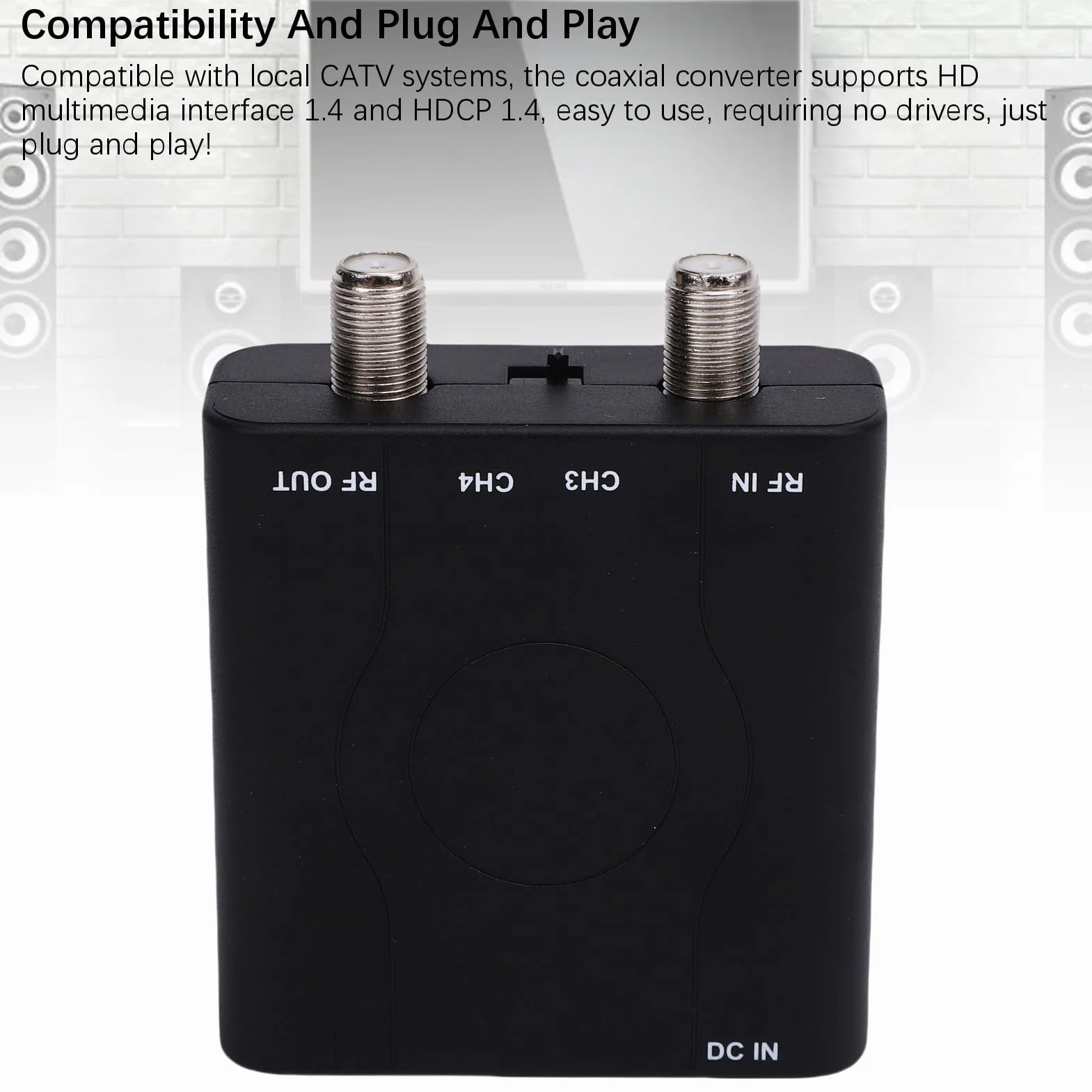 Annadue HDM61 HD AV Zum RF -Modulator, VHF HDMI -Koaxialkonverter für das PAL NTSC -Format, HDCP 1.4, TV -Audio -Videokonverter für Home TV