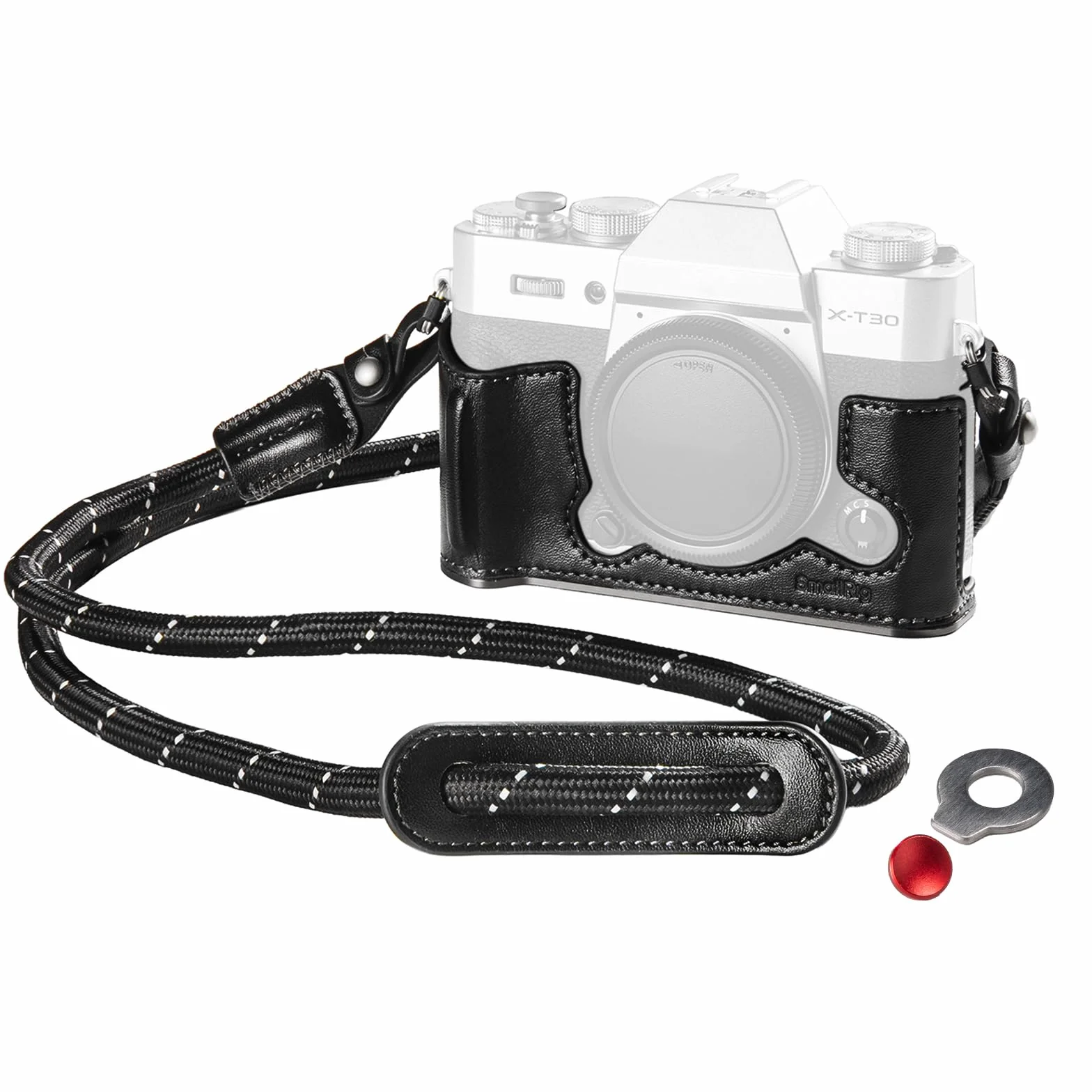 SMALLRIG X-T30 III Halbledertasche mit Schultergurt für FUJIFILM X-T30 / X-T30 II/X-T30 III, Kameratasche im Retro-Stil mit Aluminiumrahmen und Auslöserkappe, Schwarz - 5669