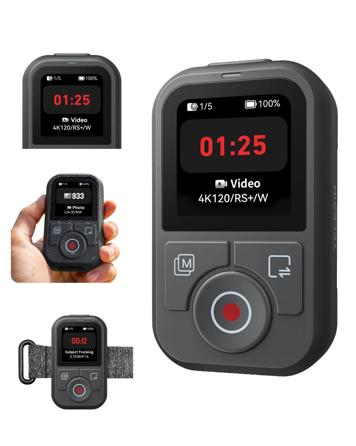 TELESIN T13 Bluetooth-Fernbedienung für DJI Osmo Action 6/5 Pro/4 & Osmo 360, HD-Farbbildschirm drahtlose Kamera-Fernbedienung, 60m Langstrecke, Wasserdicht, 8H-Batterie, Foto-Video Time-Lapse-Steueru