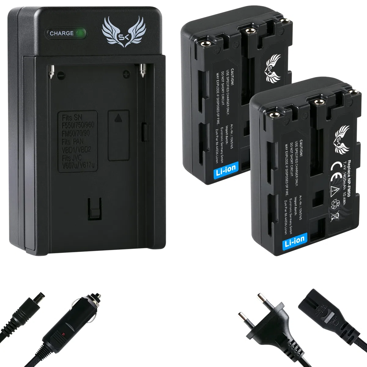 2X SK Akku Sony NP-FM50 + Ladegerät Charger für Sony NP-FM30 FM70 FM90 QM51D / für Sony Cyber-Shot DSC F707 S30 S50 S70 S75 S85 und weitere