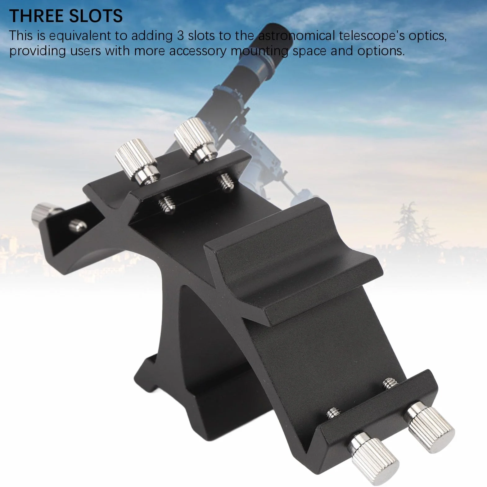 Astronomisches Teleskop-Rack mit 3 Steckplätzen, Feste Steckplätze, Dreifach-Sucherfernrohr-Montagehalterung aus Vollmetall, Einfache Installation, Stabil und Leicht, Mehr