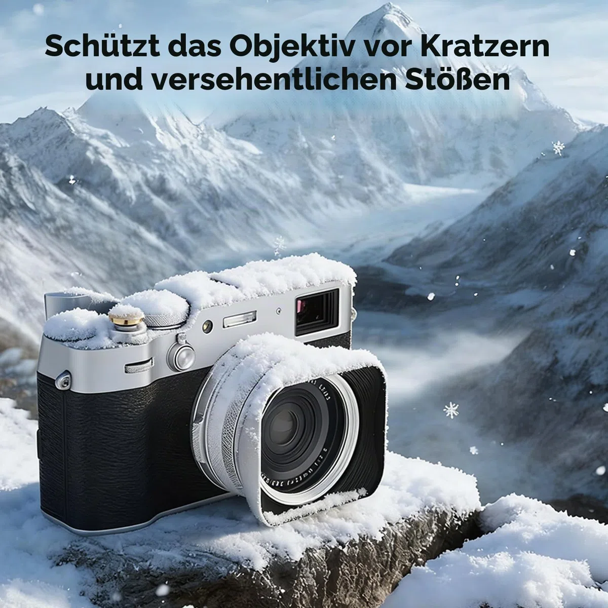 Haoge LH-X200S Gegenlichtblende aus Metall, quadratisch, mit 49 mm Adapterring, Metallkappe für Fujifilm X100VI Fuji X100V X100F X100T X100S X70 Kamerazubehör, Silber