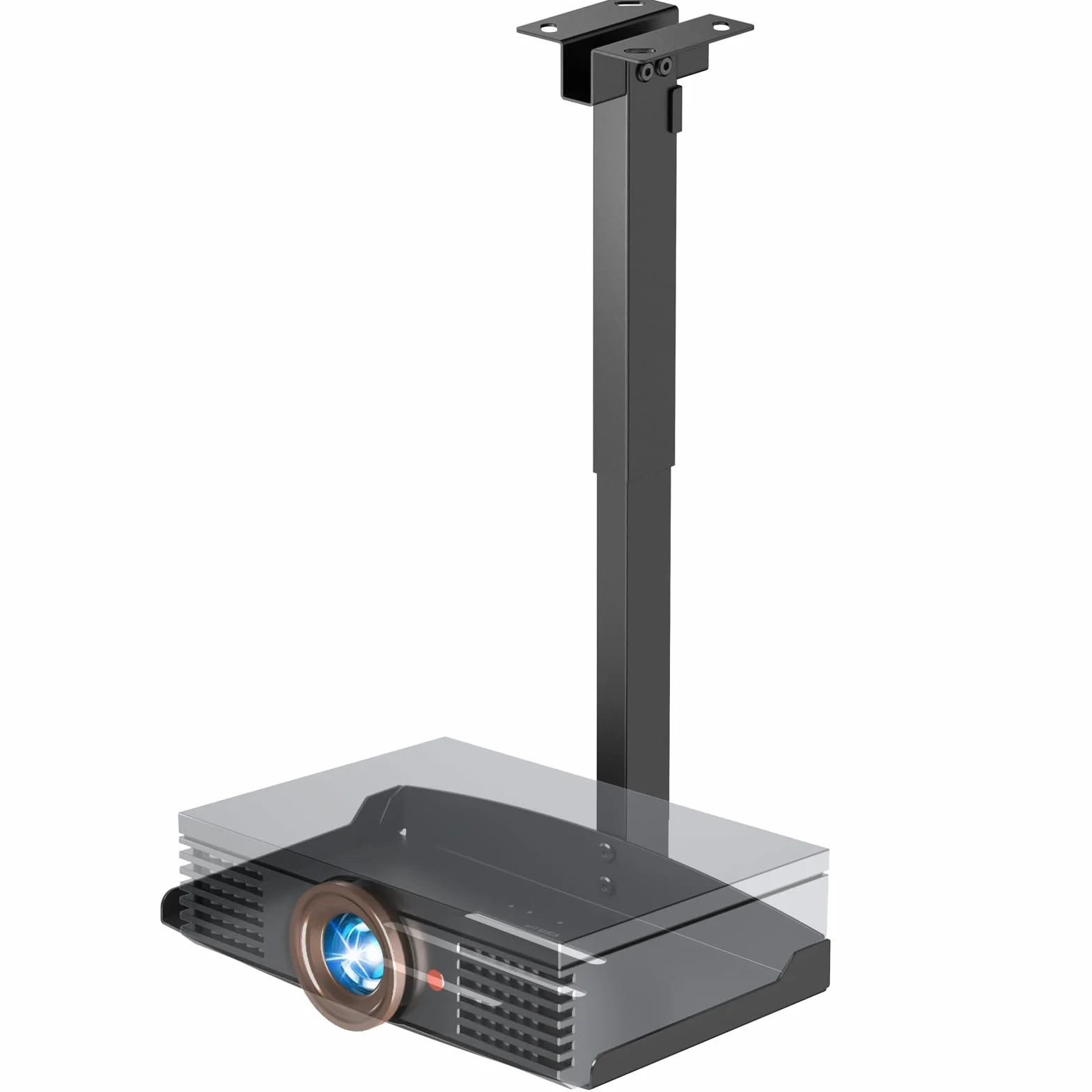 PUTORSEN Beamer Projektor Halterung - Höhenverstellbar Beamer Deckenhalterung oder Wandhalterung Installation ohne Bohrung,Verdeckte Kabelführung,Hält bis zu 10 kg,Schwarz