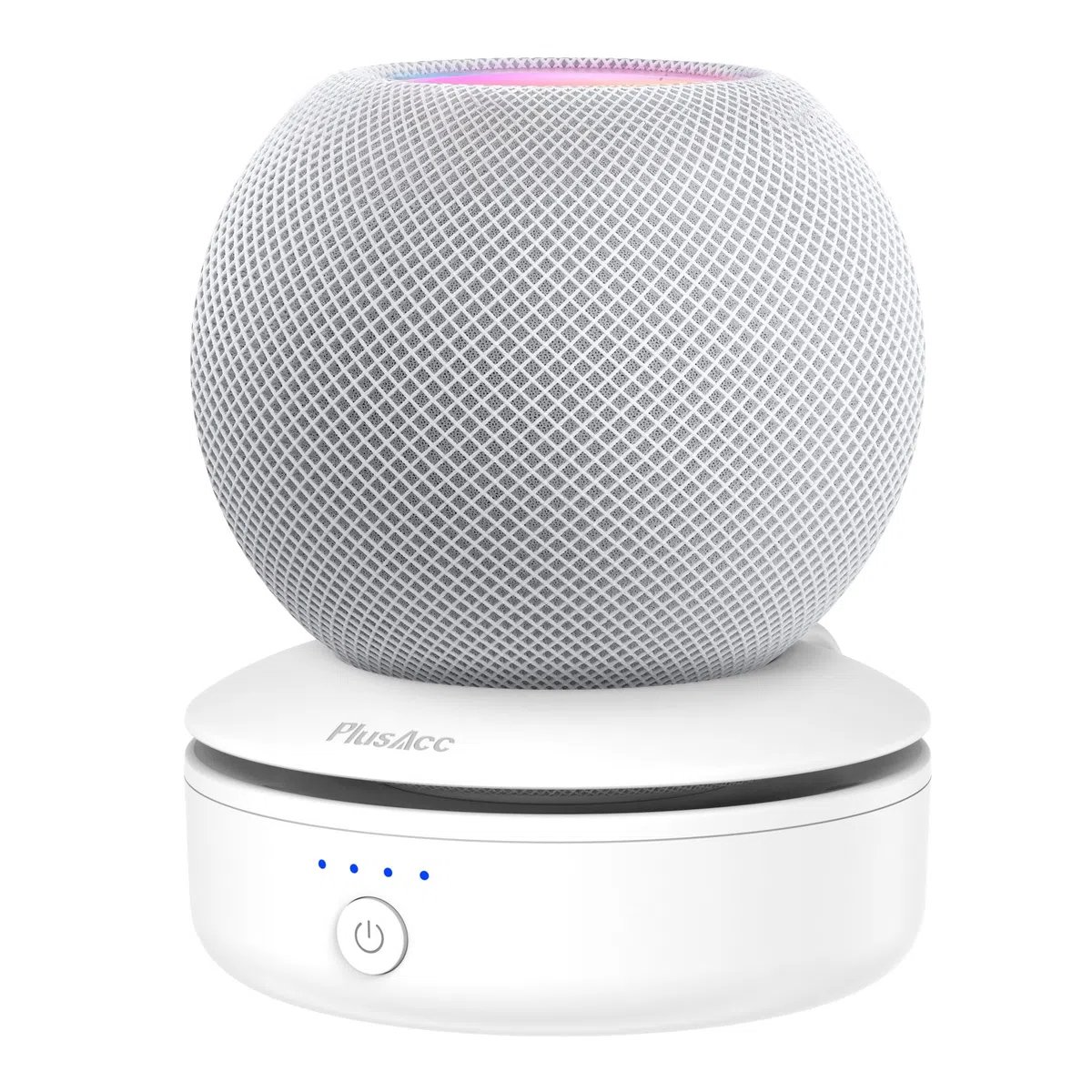 PlusAcc Akku Kompatibel mit HomePod Mini - Tragbare Ladestation Batterie Ständer Home Pod Mini Zubehör Akkustation mit integriertem Kabelmanagement Ohne Geräte (Weiß)