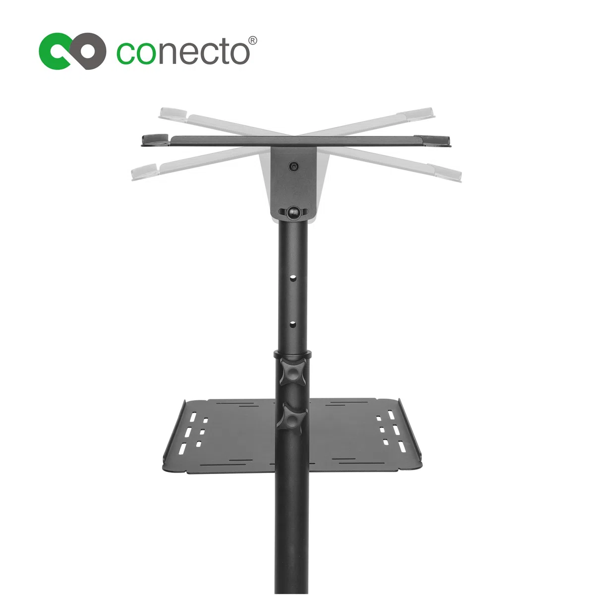 conecto CC50282 Neigbarer Projektionswagen/-Tisch für Beamer und Projektoren , neigbar -12° bis 12°, flexibel einstellbar, höhenverstellbar 950-1450mm, Traglast max. 10kg, schwarz
