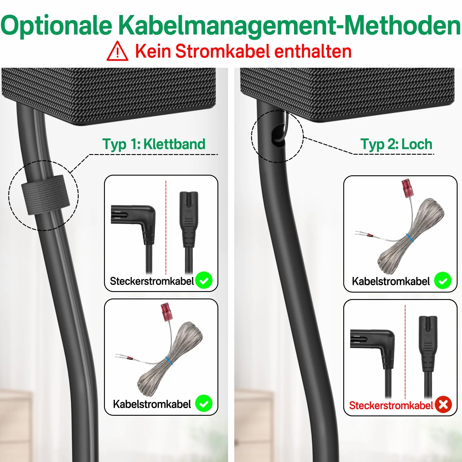 Lautsprecherständer-Paar für Samsung-Lautsprecherständer und Wandhalterung – 33" bis 42" höhenverstellbarer Bodenlautsprecherständer für Samsung Surround Sound-Rücklautsprecherständer