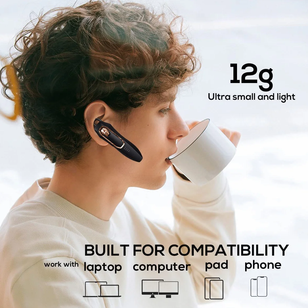 Micool Headset Bluetooth Handy, mit Geräuschunterdrückung Mikrofone Freisprech Bluetooth 5.4 Headset, 36 Stunden Gesprächszeit, Kabelloser Kopfhörer für Phone/Android/Laptops/Tablets