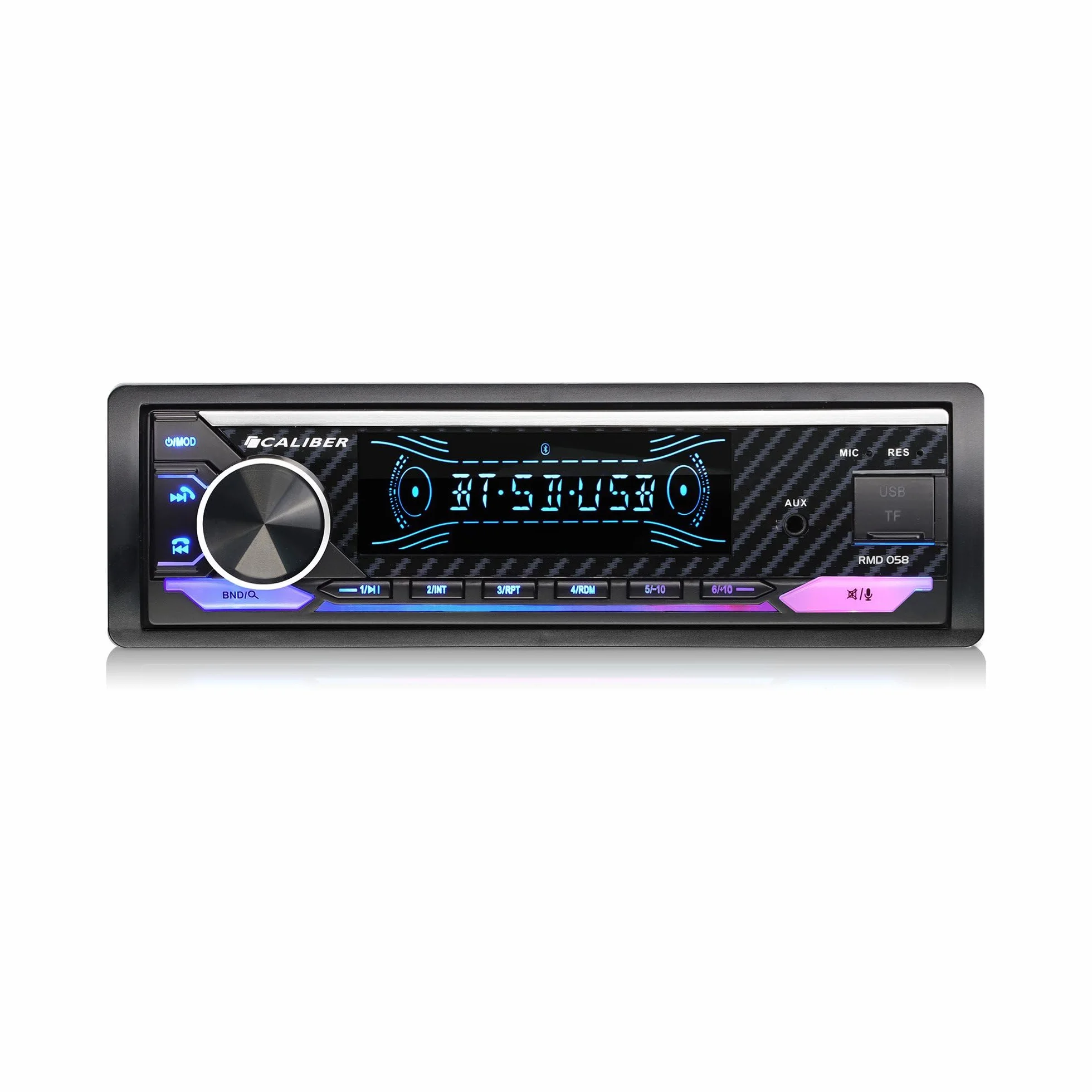 Caliber Autoradio Bluetooth & USB, 1-DIN RMD058 Freisprecheinrichtung, 4x100W, Multicolour, 110mm Einbautiefe, inkl. externem Mikrofon