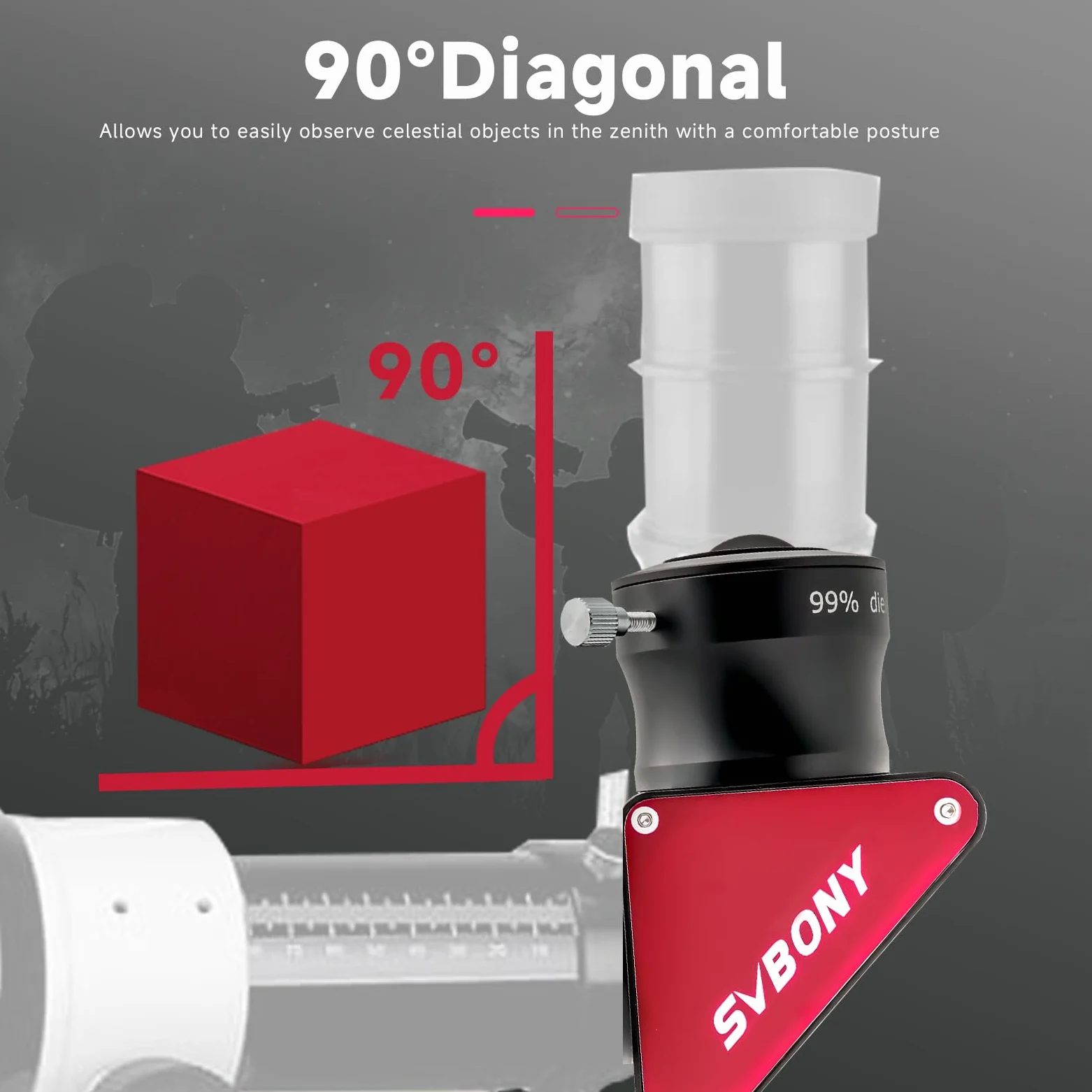 Svbony SV188P 2 Zoll 90-Grad-dielektrischer Spiegel Diagonal 99% Reflektivität Dielektrische Beschichtungen mit Messing-Kompressionsringen Reflektivität Teleskop-Zubehör passend für Refraktor-Telesko