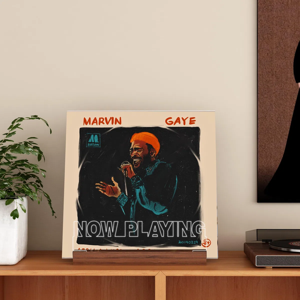 YuanDian Vinyl-Schallplattenständer, beleuchteter Displayhalter für Schallplatten, Holz-Acryl-Halter mit warmem Licht für Album-Display-Aufbewahrung, Heimschreibtisch-Dekor für Musikliebhaber