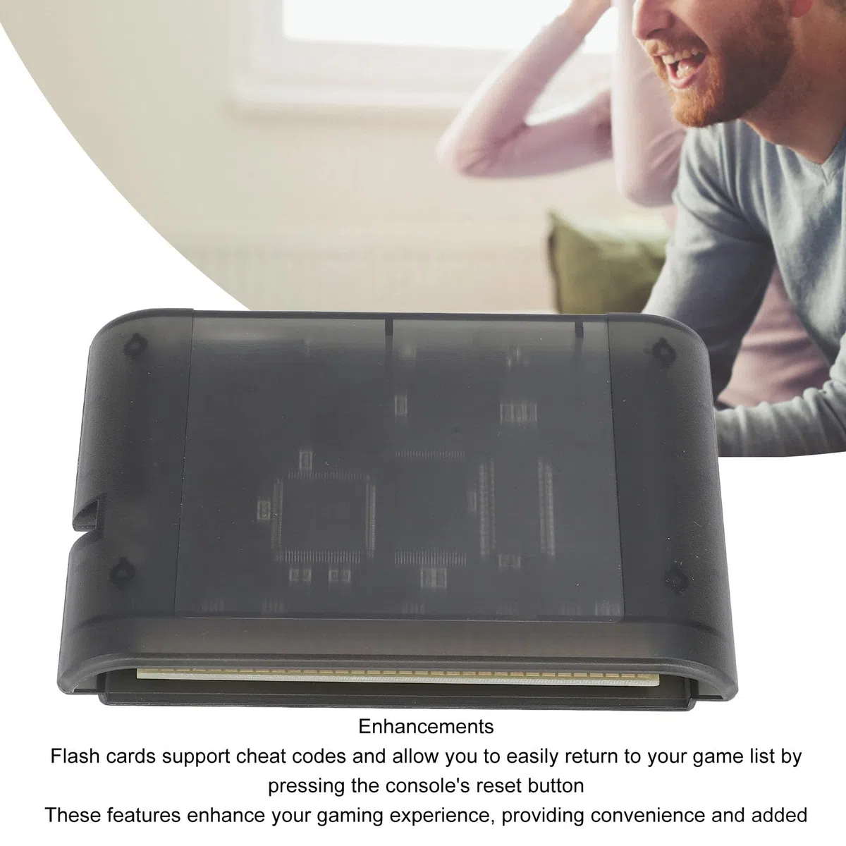 3000-in-1-Spielkarte mit 8 GB Speicherkarte, Transparente Kassette für Mega Drive V1, MegaKey-Unterstützung, Spielzubehör (Transparentes Schwarz)