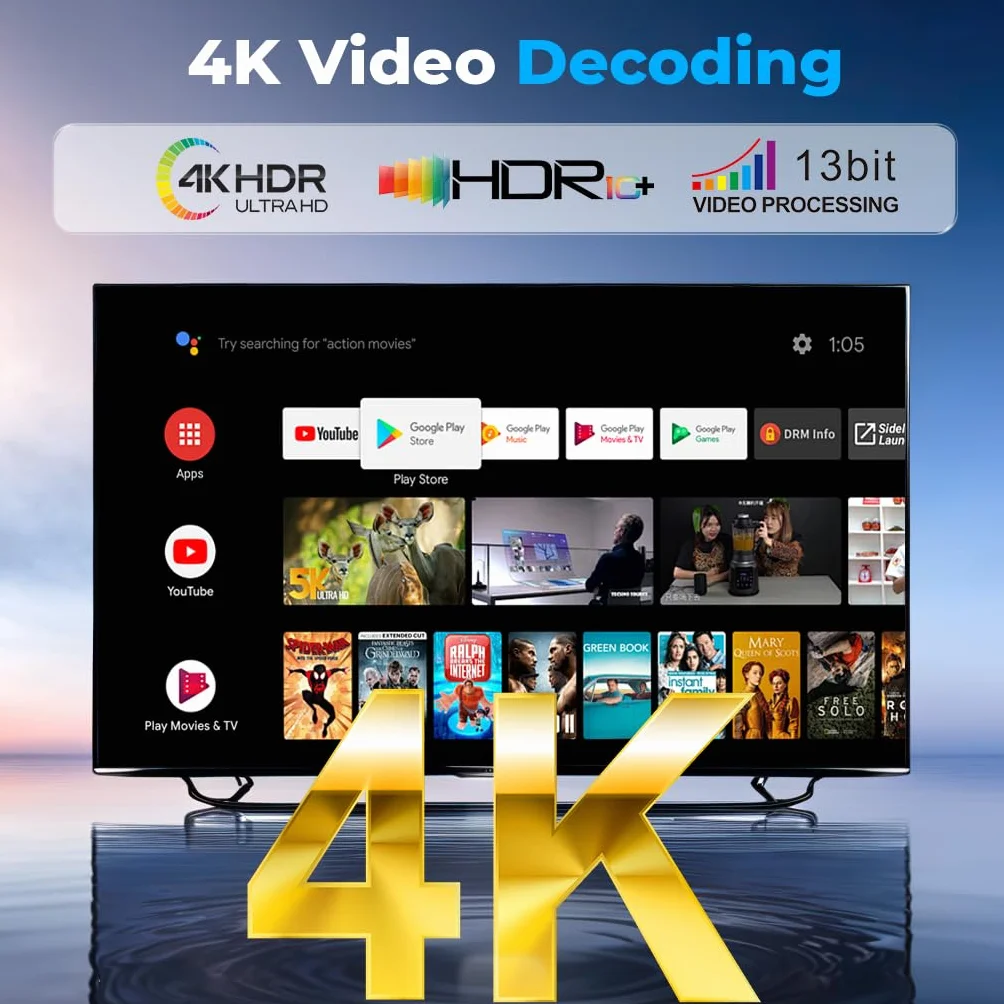 Android TV Stick 14.0 Neuestes 2026 4K Ultra HD TV-Stick Box 2 GB RAM 16 GB ROM RK3518 CPU Unterstützt 2,4/5GHz WiFi 6 BT 5.0, HDR10 Smart Streaming Media Player mit Assistant Sprachfernbedienung Weiß