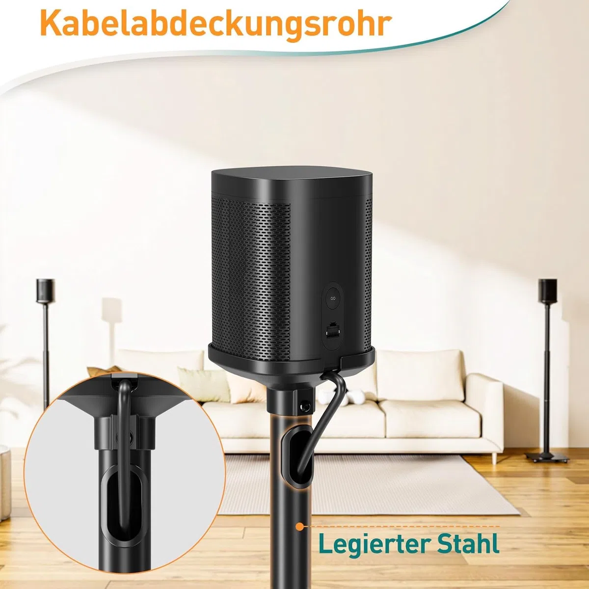 ELIVED Lautsprecherständer für Era 100 und Sonos One, One SL, Play: 1, Höhenverstellbar 88,8 cm-110,3 cm, Boxenständer Lautsprecher Ständer, 1 Paar, EV5024