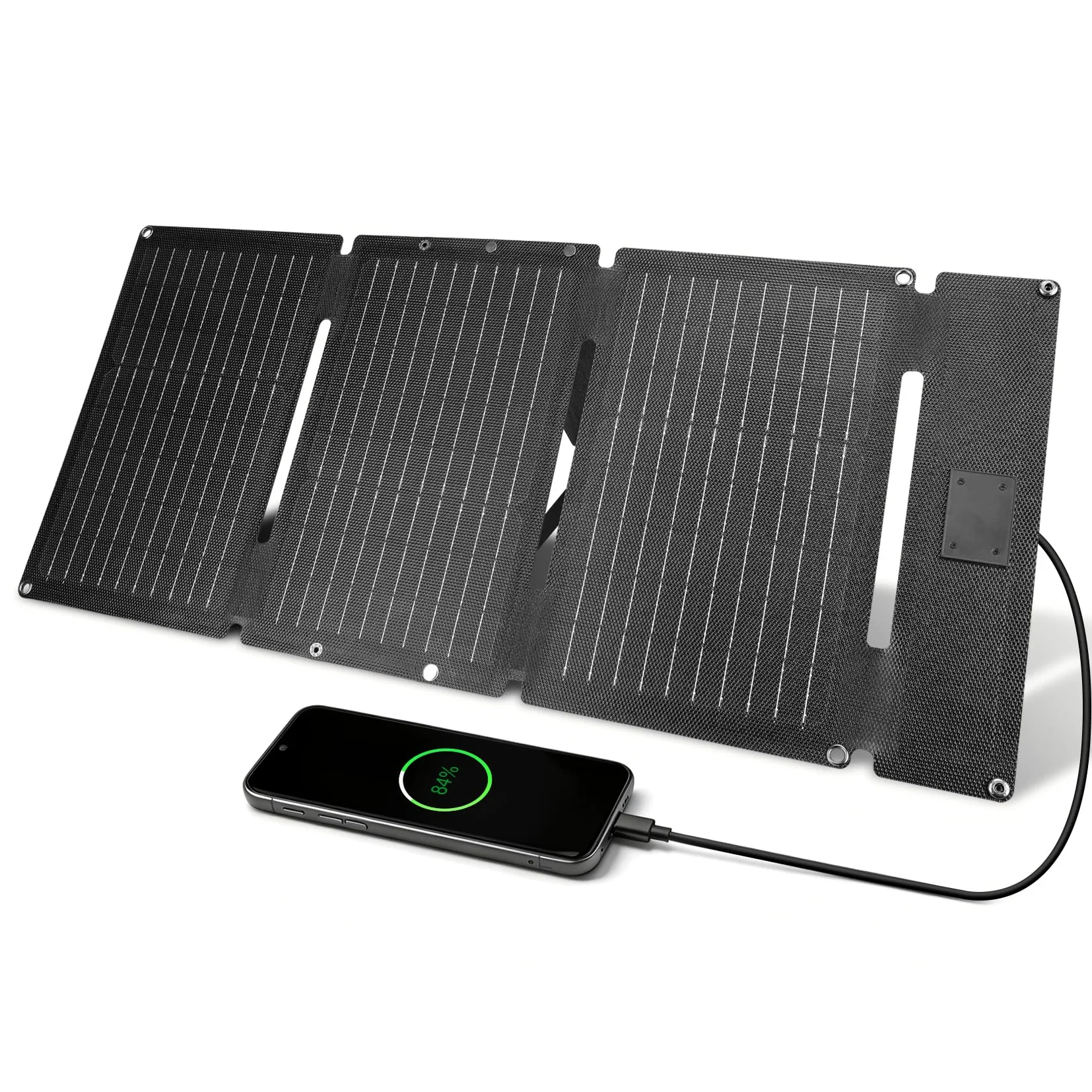 30W Faltbares Solarpanel Ladegerät mit 2 Anschlüsse (USB-C + USB-A） | IP65 Wasserdicht, USB and Type-C Ports, 23 % Wirkungsgrad, Tragbar Solar Panel, Für Handy Powerbank,Wanderung, Solarladegerät