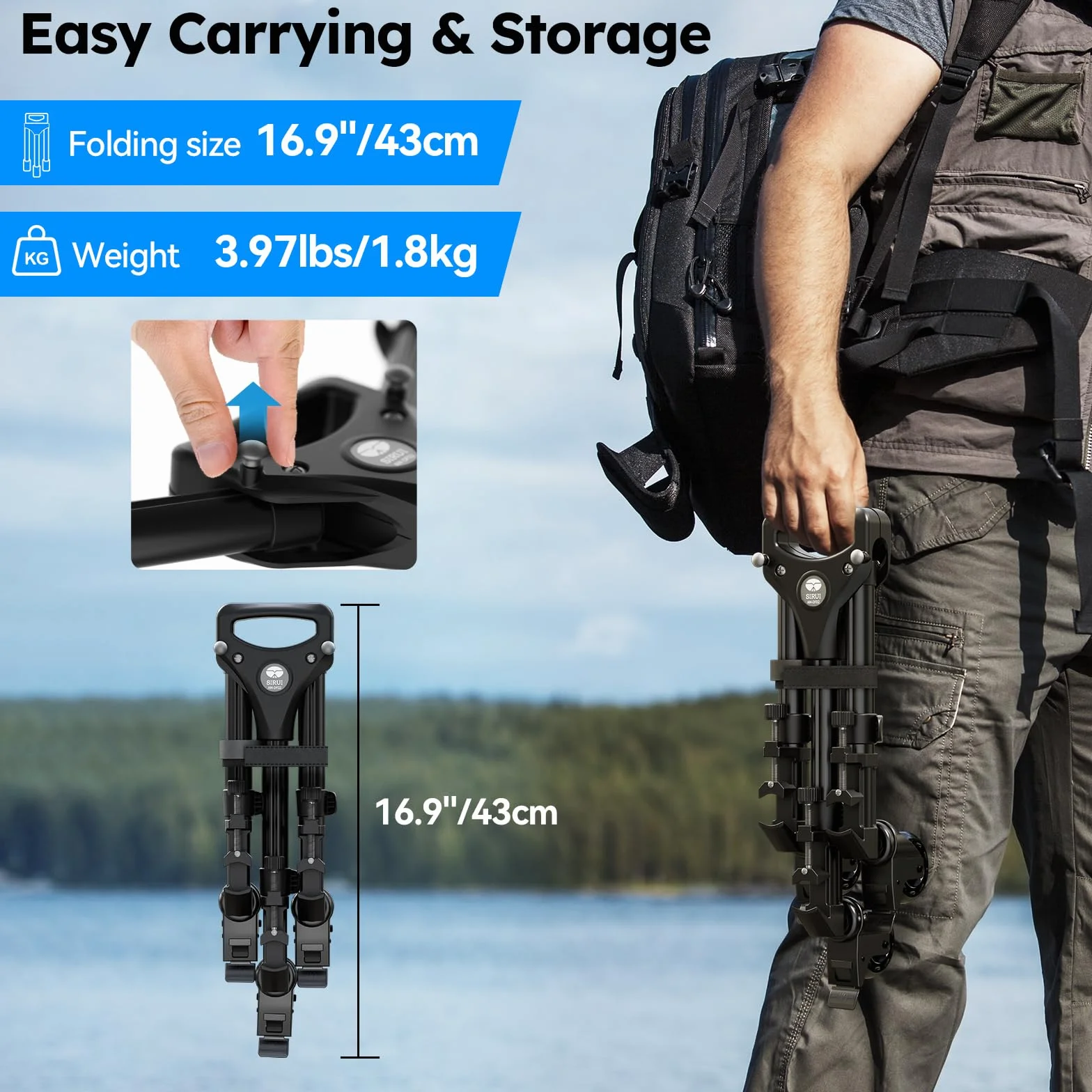 SIRUI Fotografie Stativ Dolly, Schwerlast Universal Stativ Räder mit 7,6 cm Gummirädern, Verstellbare Beine, 15 kg Tragfähigkeit für DSLR, Camcorder, Foto Video Beleuchtung, AM-DF02