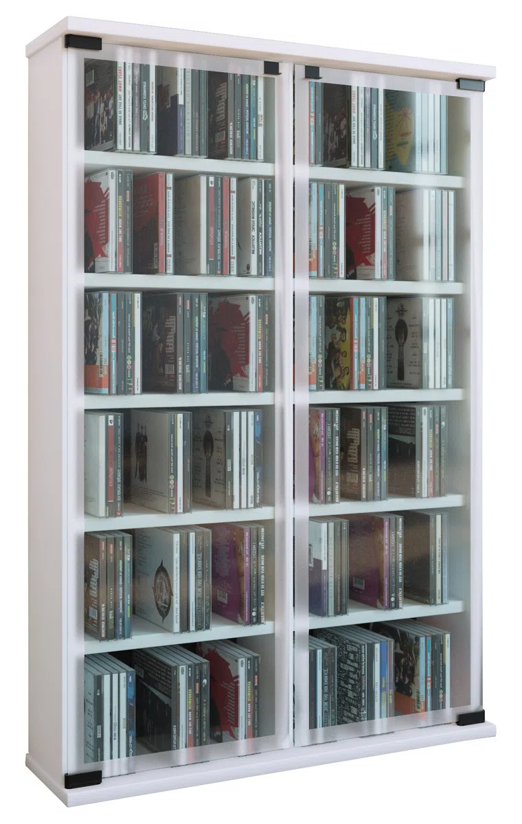VCM Regal DVD CD Rack Medienregal Medienschrank Aufbewahrung Holzregal Standregal Schrank Möbel Bluray Weiß "Galerie"