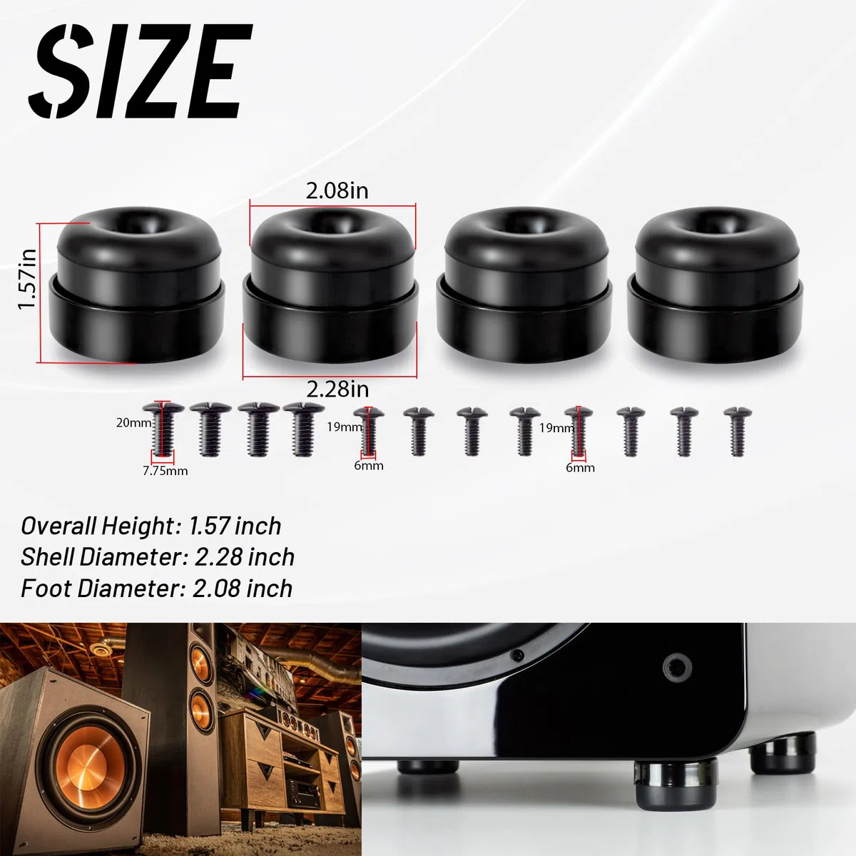 Subwoofer-Isolationspad, Subwoofer-Isolationssystem, kompatibel mit fast jeder Subwoofer-Marke und -modell (schwarz), 4 Stück