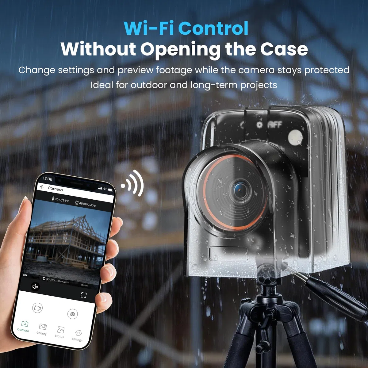 WiFi Zeitraffer Kamera 4K AVI Video, 48MP-Fotos Zeitrafferkamera mit LED-Fülllicht, 180 Tage Aufnahme Wiederaufladbare Time Lapse Kamera für Baustellen, Pflanzen, Gartenarbeit, Kochen (32GB-Karte)