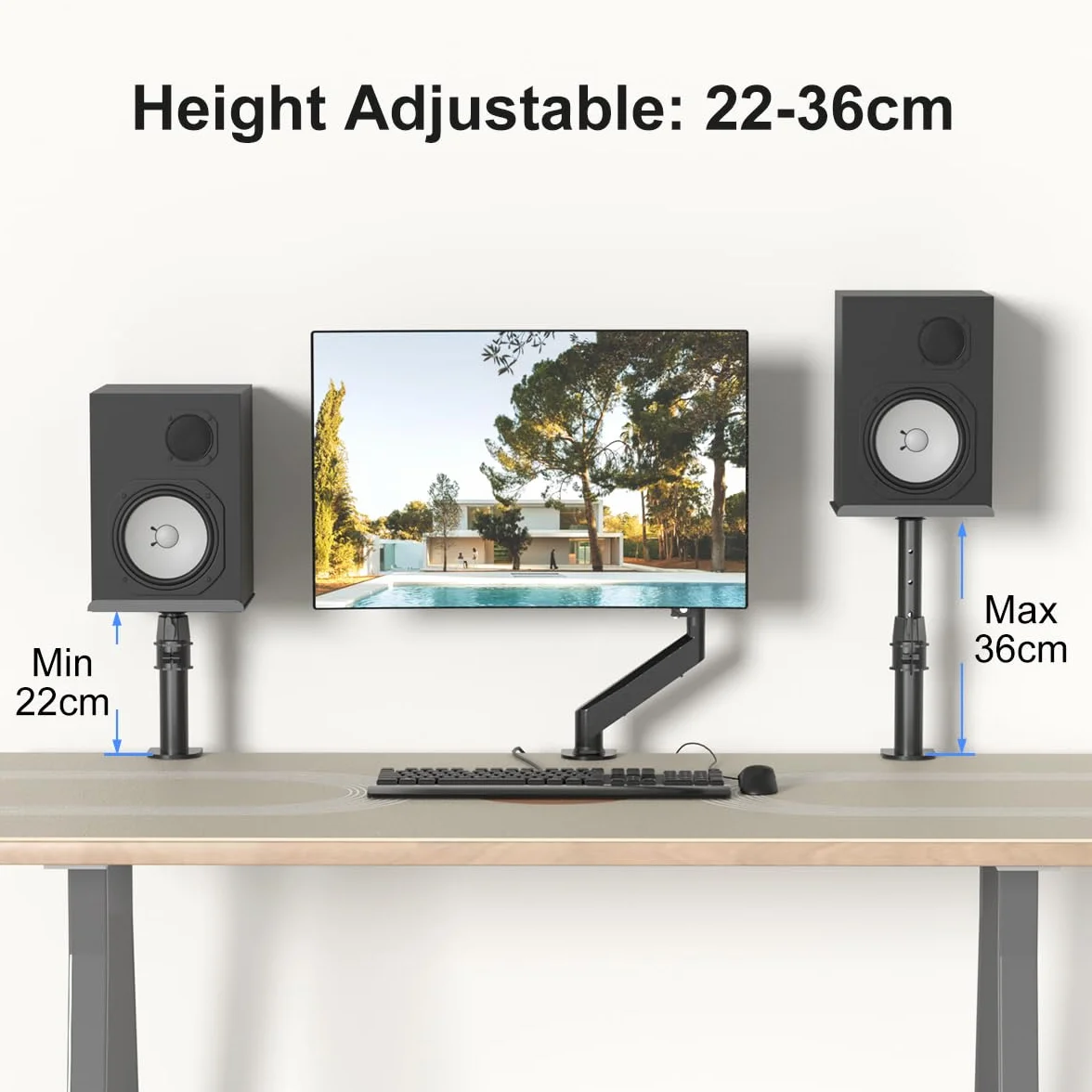 suptek Lautsprecher Wandhalterung Universale Soundbar Wandhalterung für Computer- und Regallautsprecher, Schwenkbar, Neigbar, 2er-Pack, Max. 15KG, Schwarz, SDM001B