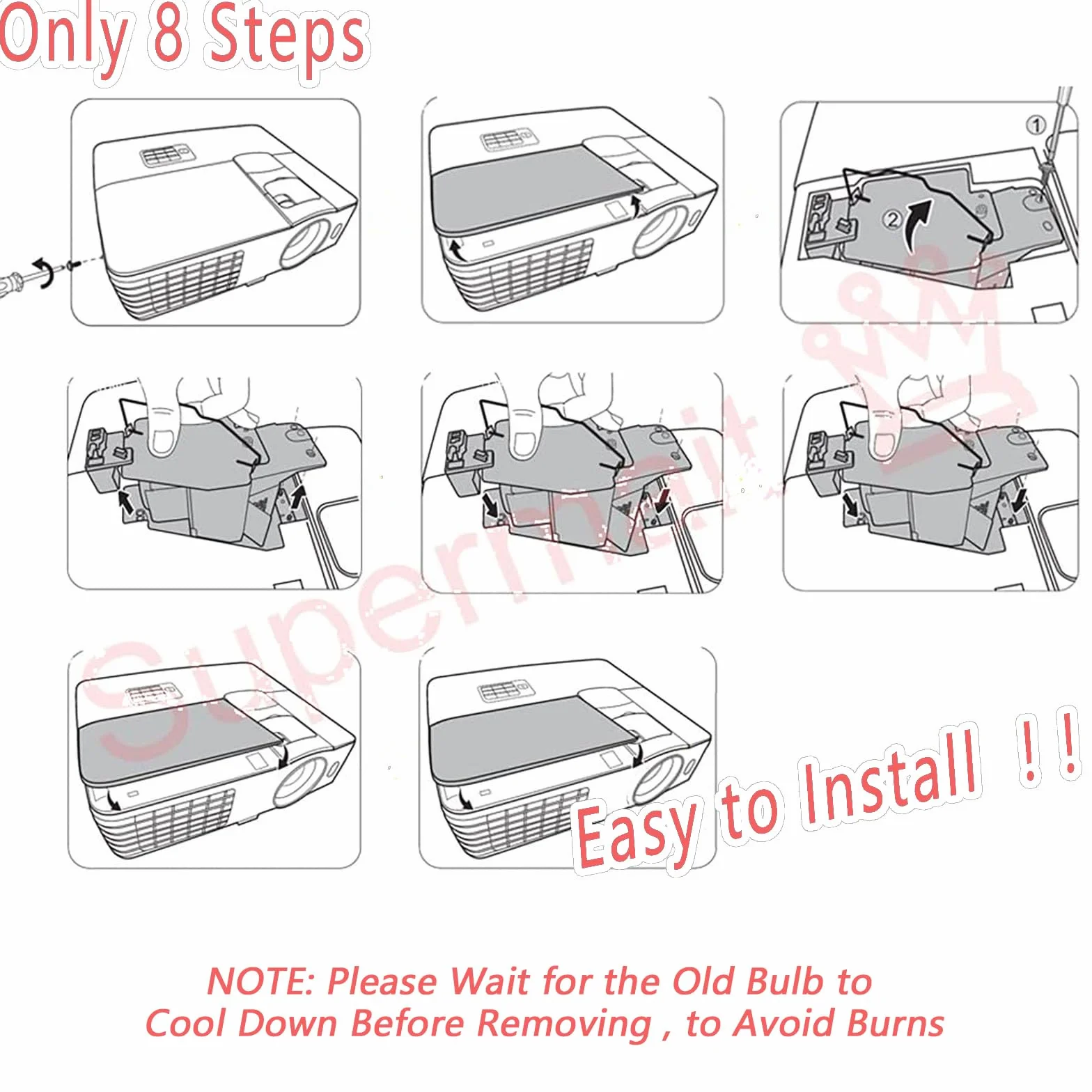 ELP-LP96/V13H010L96 A+ Qualität Ersatz Projektor Lampe/Lampe mit Gehäuse, kompatibel mit Epson EB-108/EB-2042/EB-2142W/EB-2247U/EB-970/EB-980W/EB-990U/EB-S39/EB-S41/EB-U05 Projektor