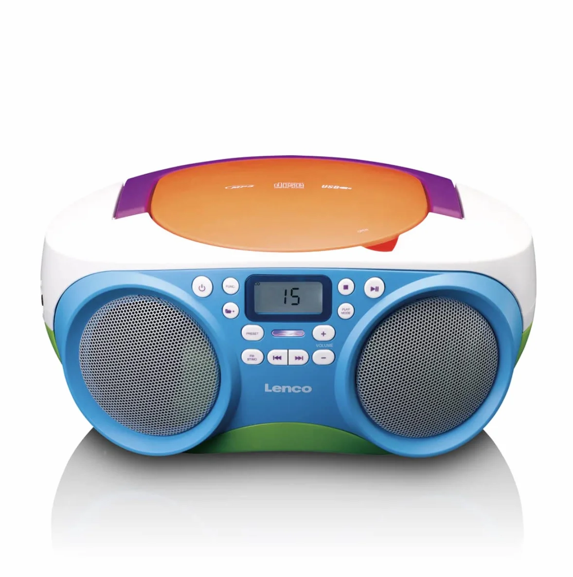 Lenco SCD-41 - CD-Player für Kinder - CD-Radio - Stereoanlage - Boombox - UKW Radiotuner - USB Anschluss - MP3-2 x 1 W RMS-Leistung - Netz- und Batteriebetrieb - Bunt
