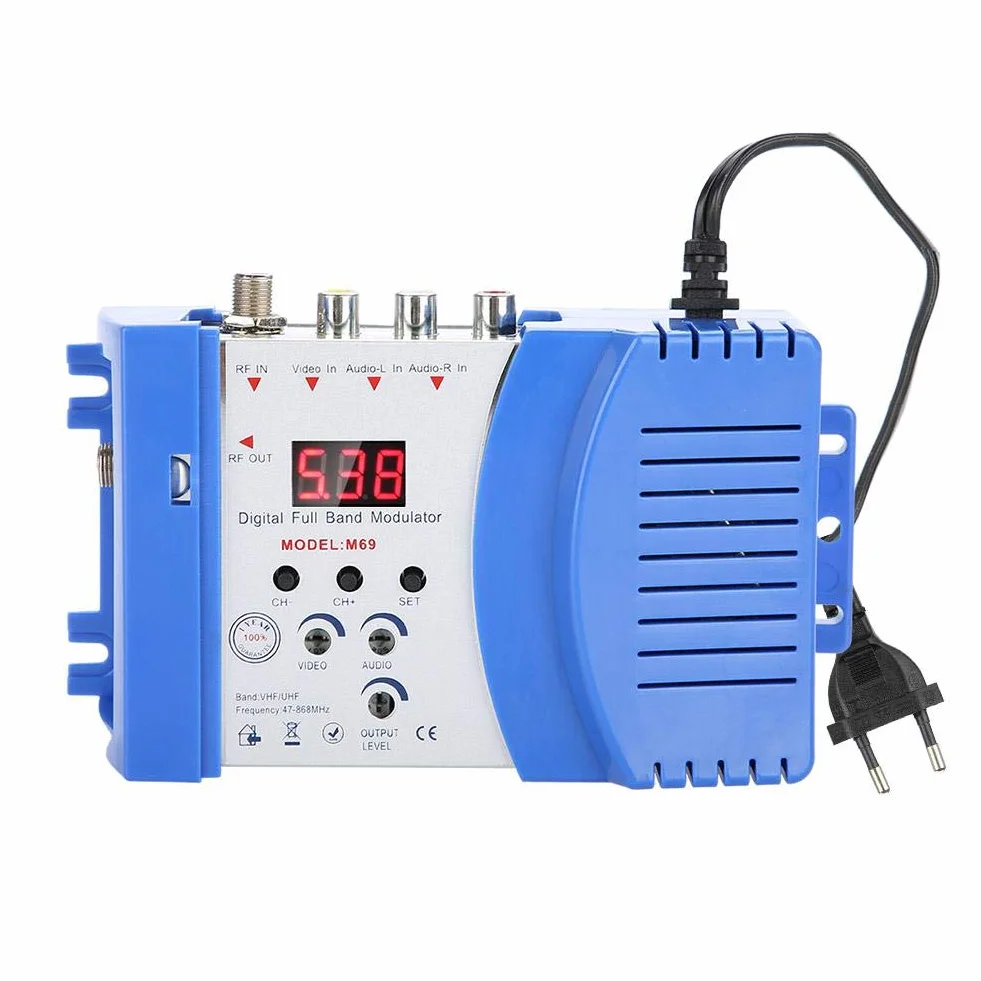Socobeta Modulator Digital RF Modulator AV zu RF AV zu TV Konverter VHF UHF für Smart TV Satellitenempfänger VCR DVD(EU-Stecker)