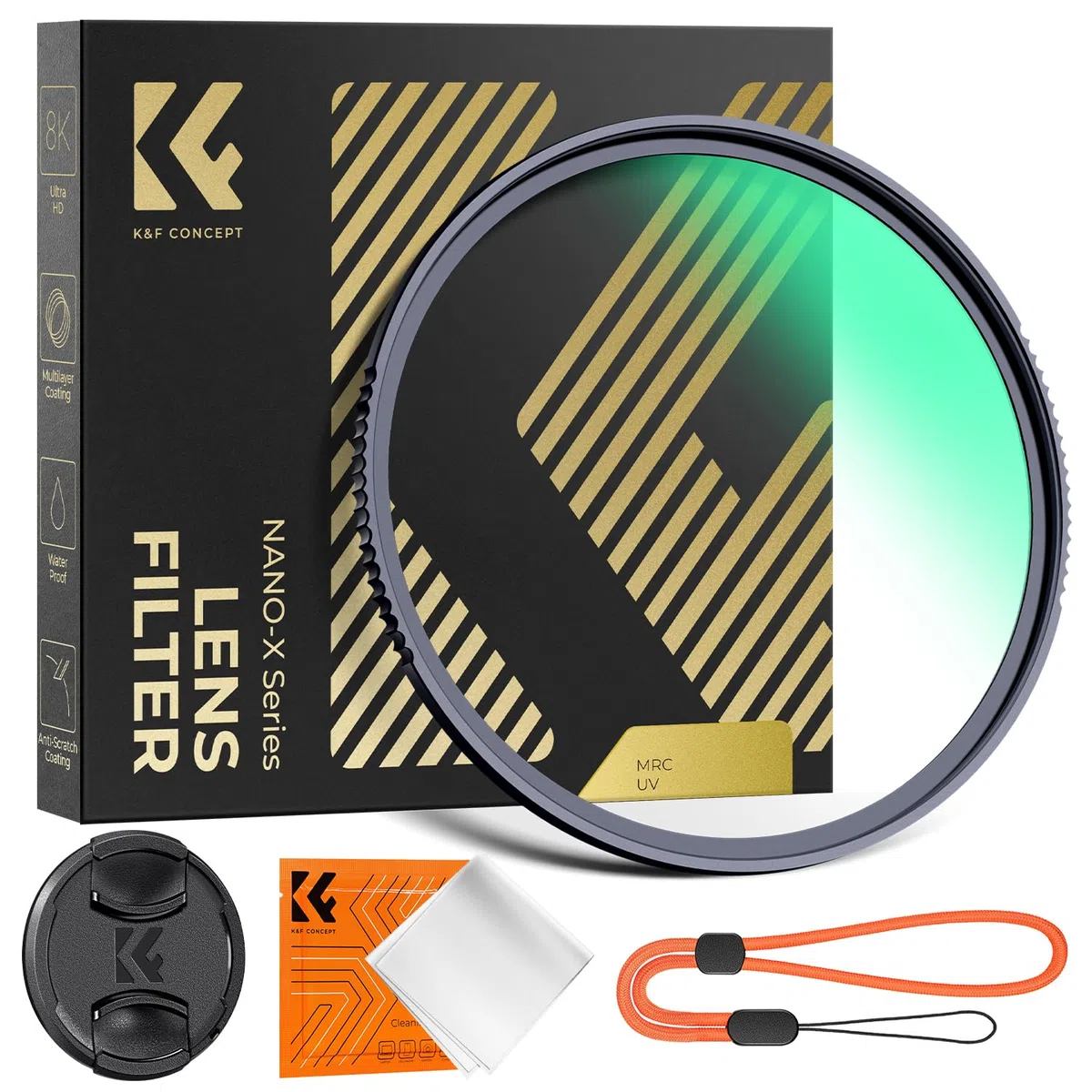 K&F CONCEPT Nano X-Serie UV Filter 52mm mit Objektivdeckel, Reinigungstuch,HD,Schutzfilter mit 28 Schichten Nanobeschichtungen