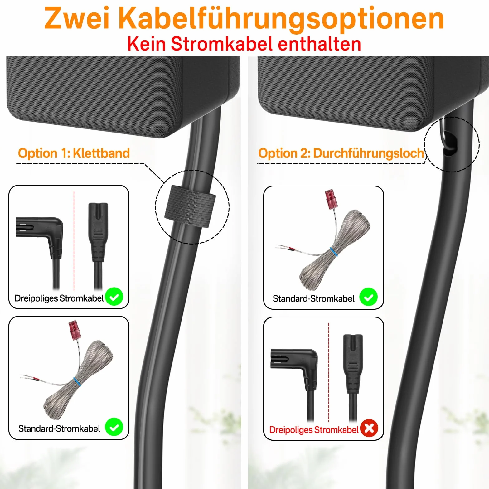 Universal-Surround-Lautsprecherständer Paar Höhe erweitern 33„ bis 42“ - Hintere Lautsprecherständer für LG, Vizio, Sony, Samsung Die meisten kleinen Satelliten-Surround-Sound-Lautsprecherständer