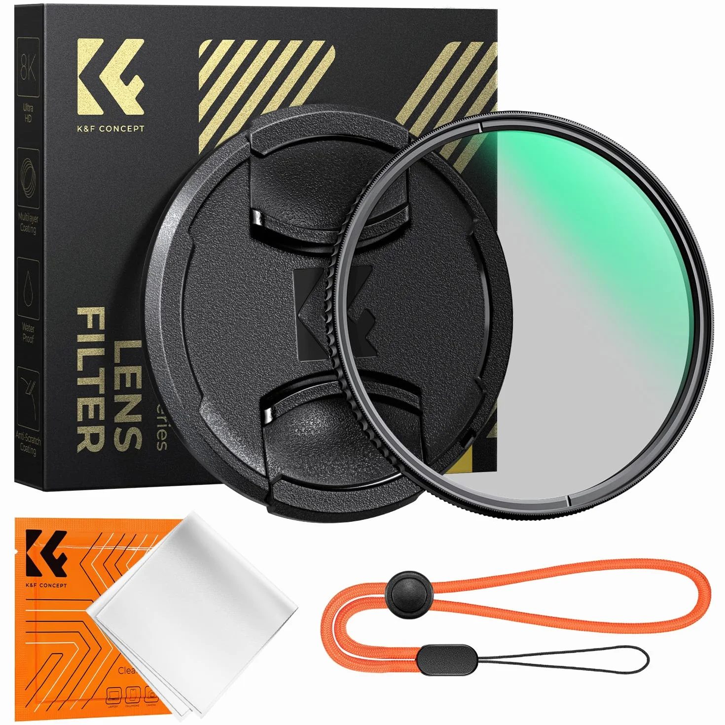 K&F CONCEPT Filter 55mm Polfilter CPL HD Optisches Glas mit Multi-Nano-Beschichtung mit Objektivdeckel, Filter+Objektivdeckel Kit (Nano-Xcel)