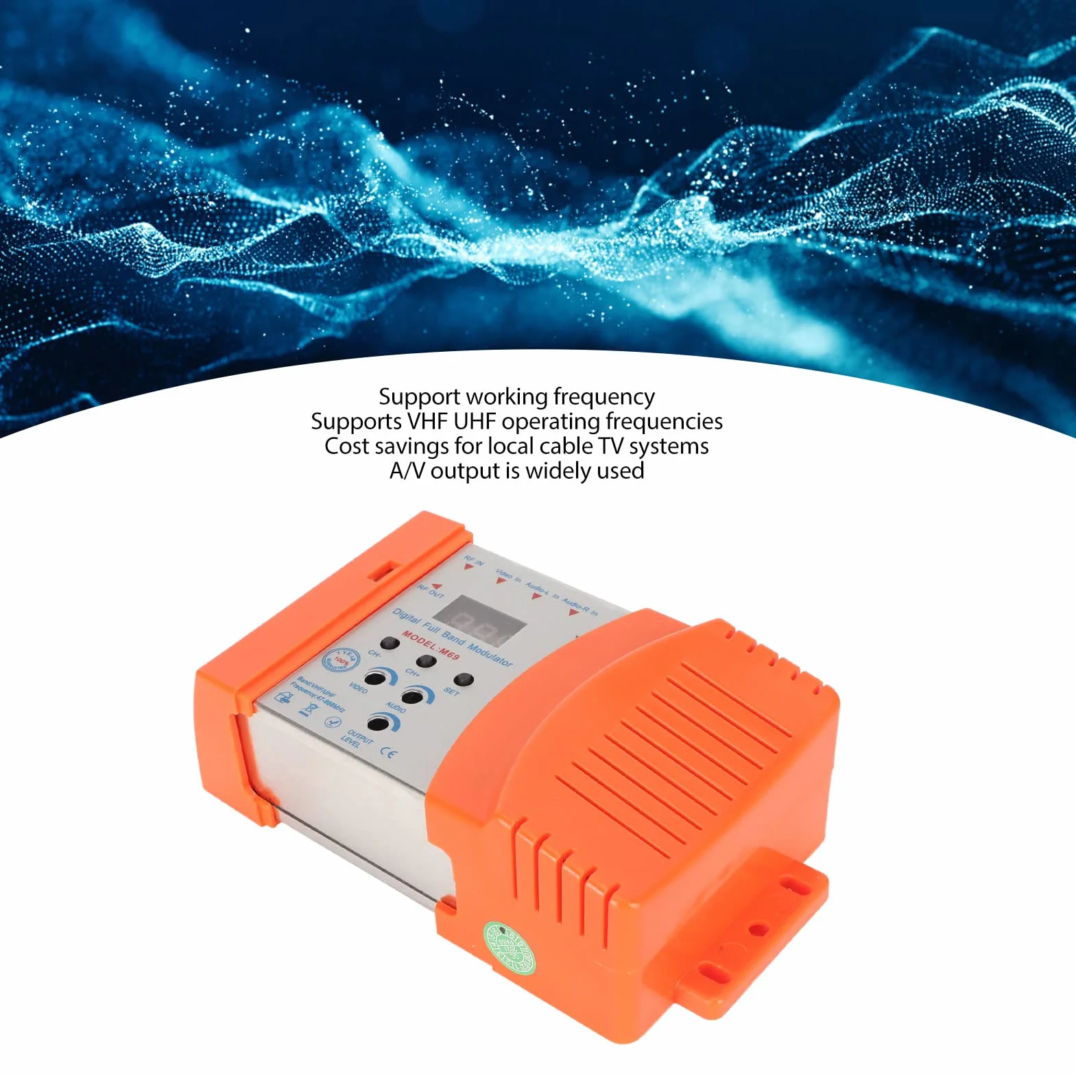 Digitaler HF-Modulator, M69CP Audio-Video-HDMI-AV-zu-HF-Konverter, Unterstützt PAL-NTSC-Format, VHF-UHF-TV-Link-Modulator für Set-Top-Boxen (EU-Stecker)