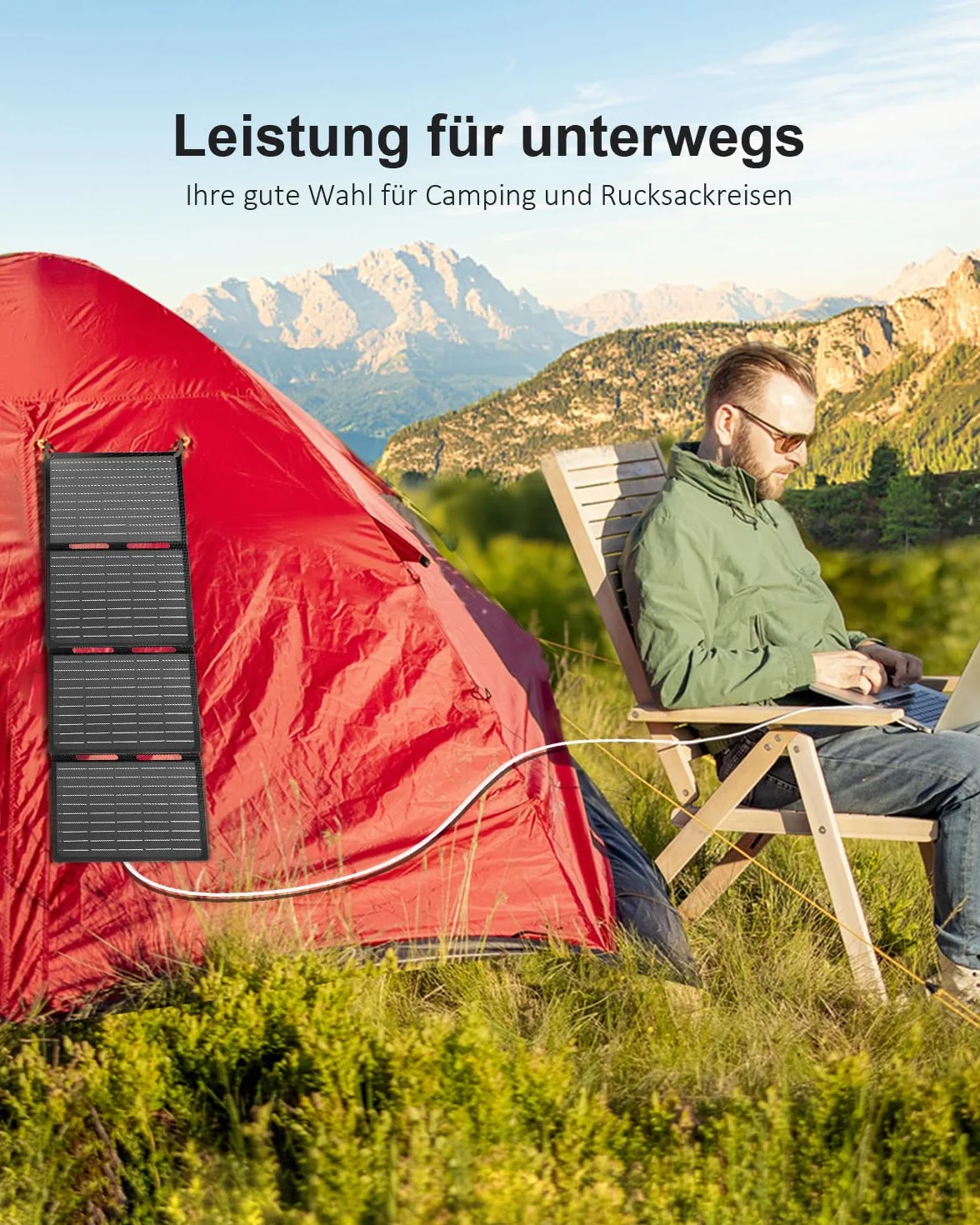 ELECAENTA 40W ETFE Solar Ladegerät Faltbar Solarmodul 3-Port, 18V DC/USB/USB-C PD30W, Tragbare Solarpanel Ladegerät IP68 Wasserdicht für iPhone, Andriod Handy, Tablets, Powerstation