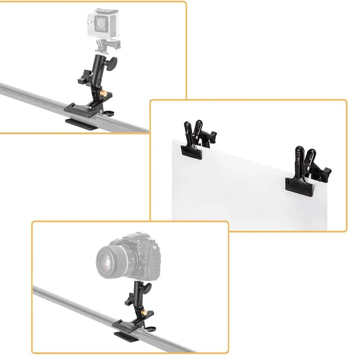 UTEBIT 2 Stück Foto Studio Faltreflektor Halterung, Metallklemmhalter Mit 1/4" bis 3/8" Weibliche Screw, Mehrzweck Reflektorhalter für Blitz, Runder Reflektor, Hintergrund und Lichtstand