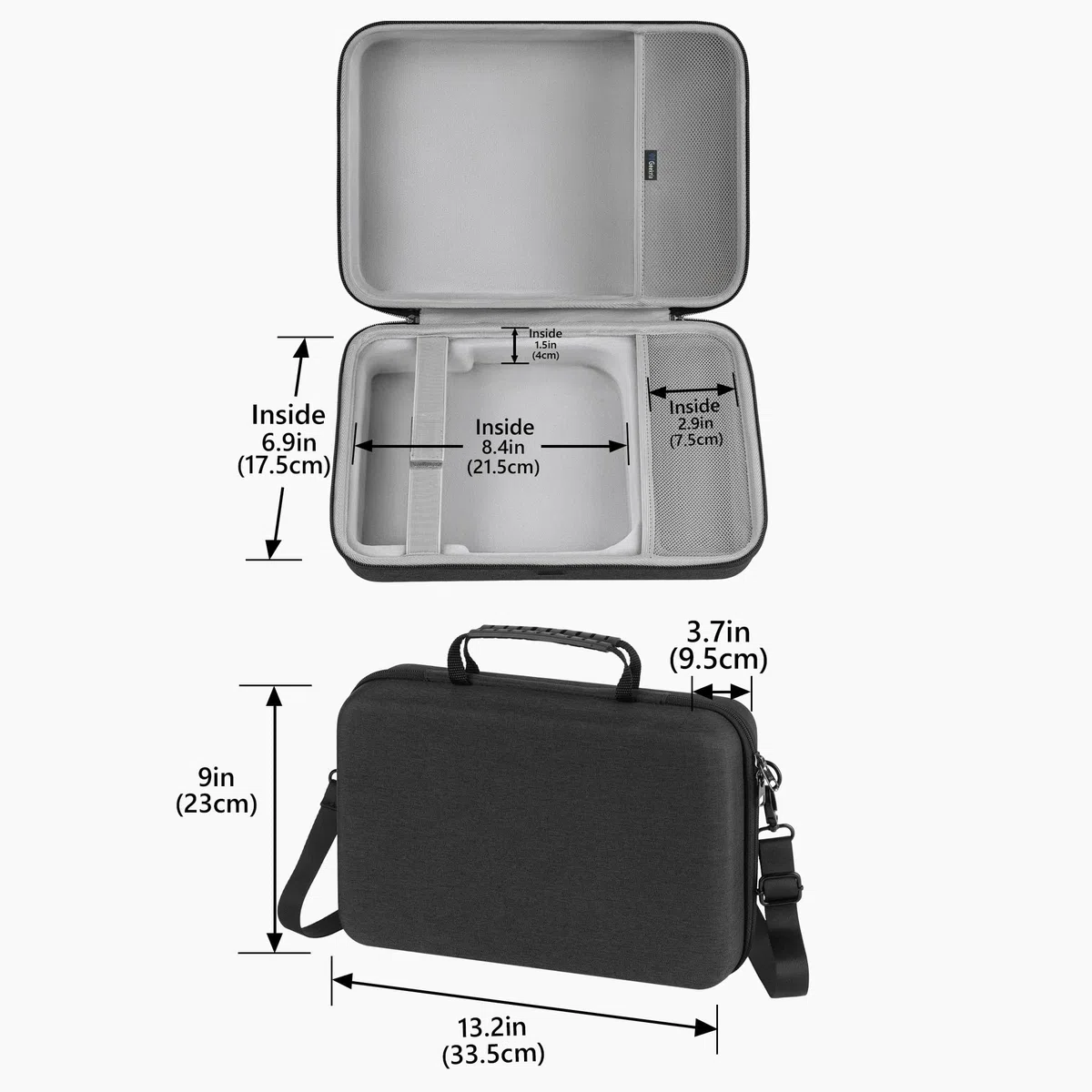 Geekria Hartschalen-Reisekoffer, kompatibel mit PUTRIMS S36, XuanPad Q5, VOPLLS Q5, Tragetasche für Outdoor-4K-Projektor (Dunkelgrau)