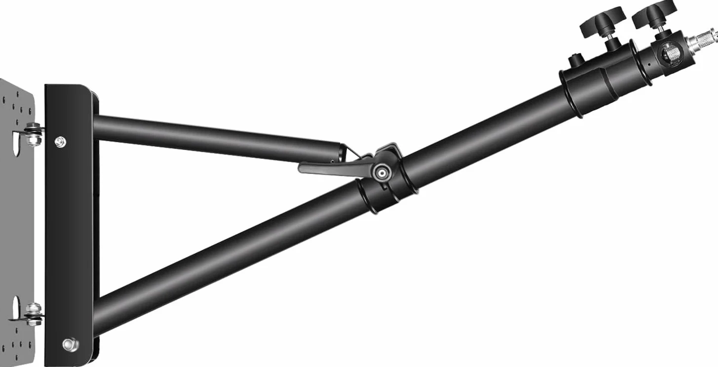 NEEWER Wandmontage Boom Arm mit Dreieck Basis für Fotografie Studio Video Stroboskop Licht Monolight Softbox Schirm Reflektor, 180 Grad Rotation, Max Länge 70,8 Zoll/180cm (Schwarz)