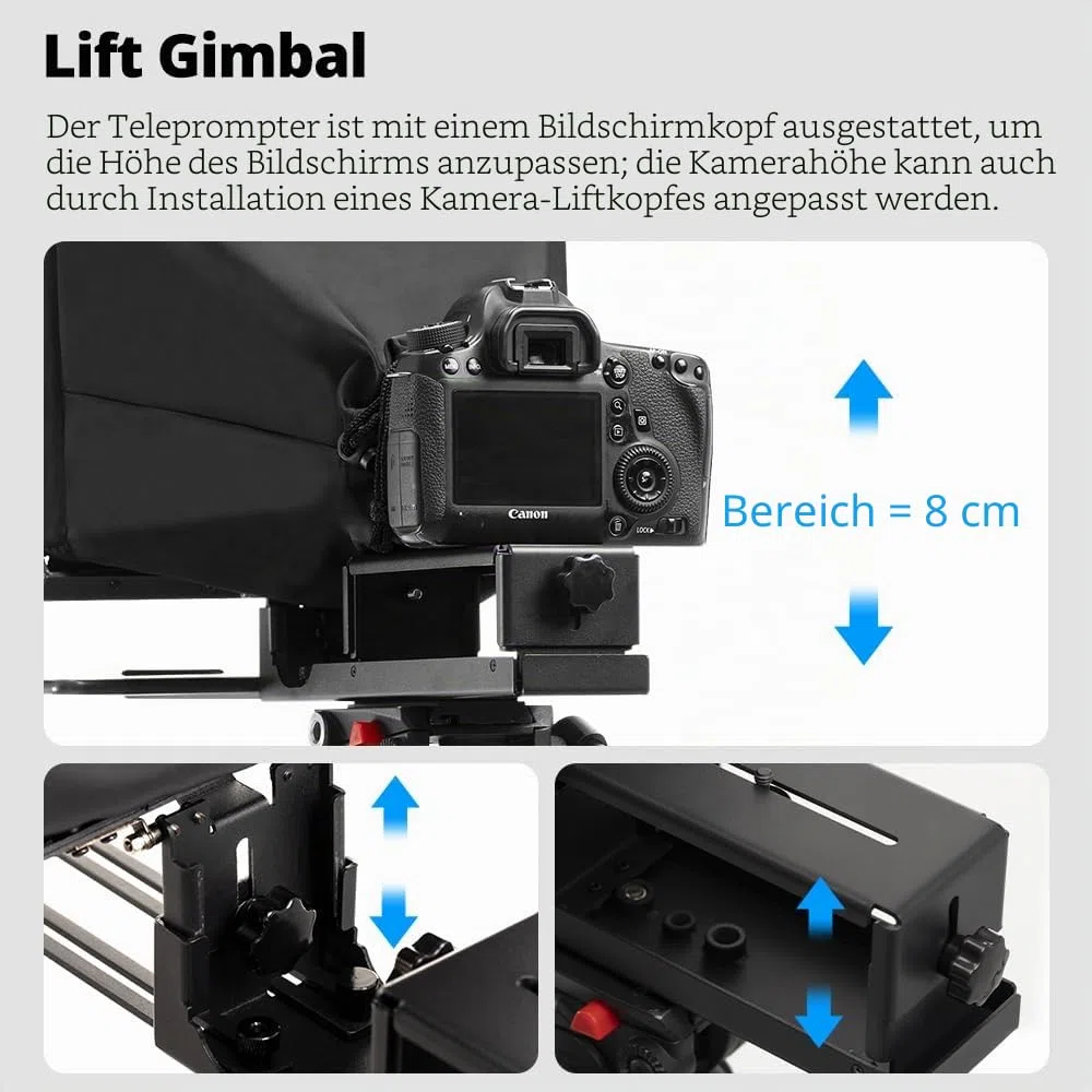 Ambitful T14Pro Teleprompter für Kamera, iPad, Android-Tablet, Smartphone, App-Steuerung/keine Montage, kompatibel mit iOS Android, für Online-Tech/Interview/Vlogger/Live-Streaming