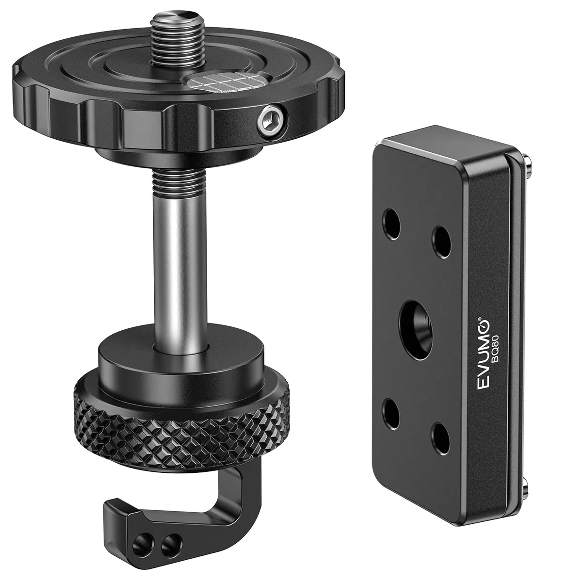 EVUMO Kugelkopf Umrüstsatz für BOG DeathGrip Stativ, ARCA Kugelkopf Konverter Adapter und Arca Swiss Sattelmontageplatte, nur kompatibel mit dem BOG DeathGrip Stativ