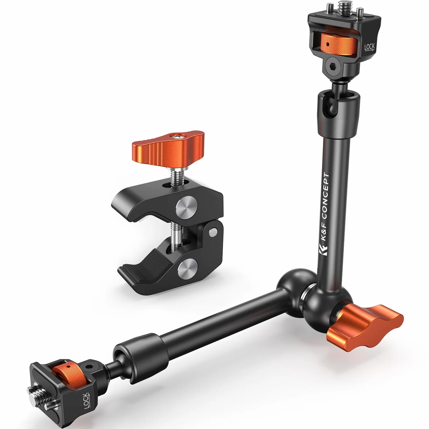 K&F CONCEPT 11 Zoll Magic Arm mit Super Clamp, Kamera Halterung für Käfig Monitor LED Licht Action-Kamera, 2 KG Belastung