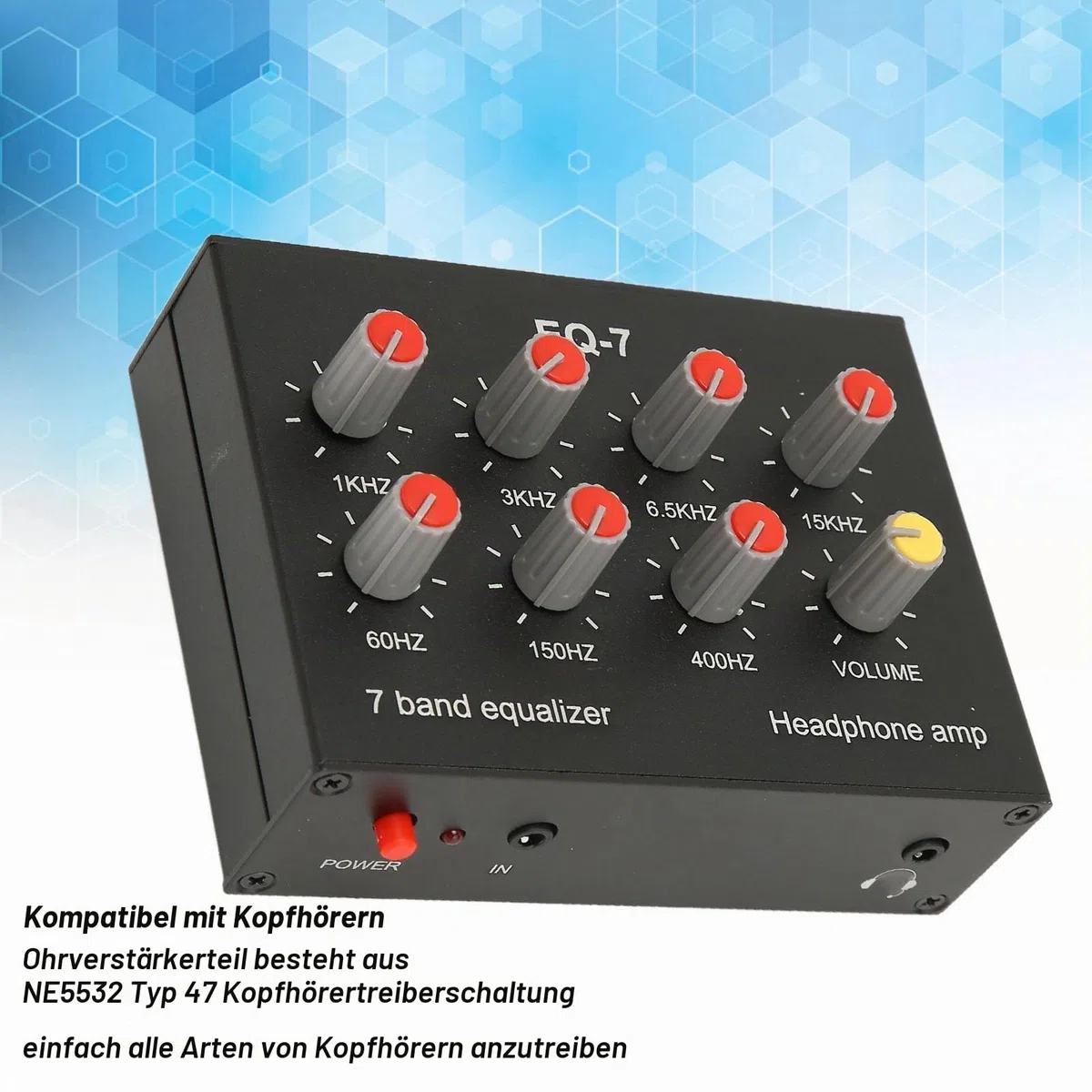 ZJchao Equalizer Home Audio, 7-Band-Sound-Equalizer Home Audio Equalizer Grafischer Equalizer mit 12 DB Hochbassanpassung für die von Streaming-Podcasts