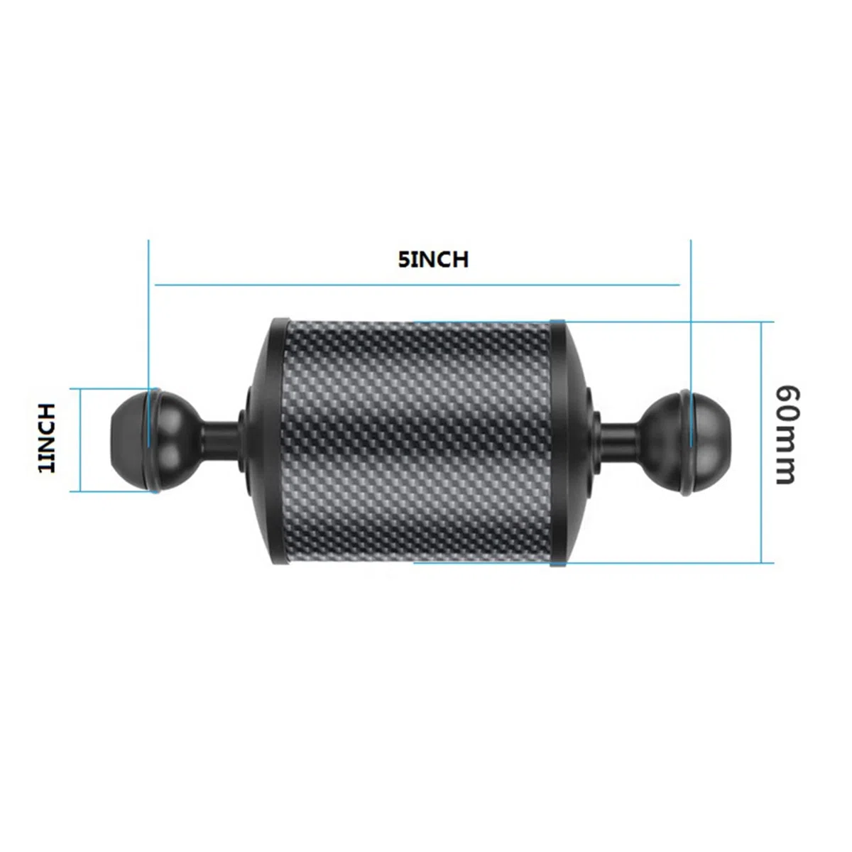 2 x Durchmesser 60 mm Kohlefaser-Schwimmer, Schwimmarm, 12,7 cm für DSLR-Kameratablett, Unterwasser-Tauchzubehör, Rot