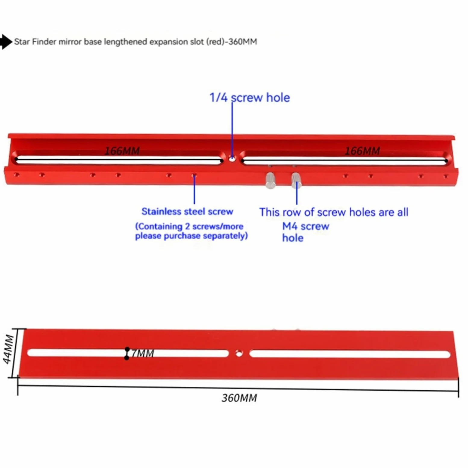 Aluminium-Schwalbenschwanz-Basis, Sucher-Montagehalterung, astronomisches Teleskop, Schwalbenschwanzplatte, Sucher-Basis (für 360 mm)