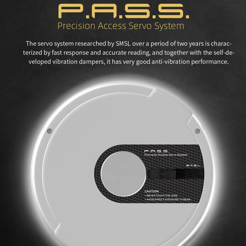 SMSL PL200 MQA-CD-Player Plattenspieler HiFi Lossless AK4499EX Chip Bluetooth Wiedergabe Dekodierung Kopfhörerverstärker mit Fernbedienung (Silber)
