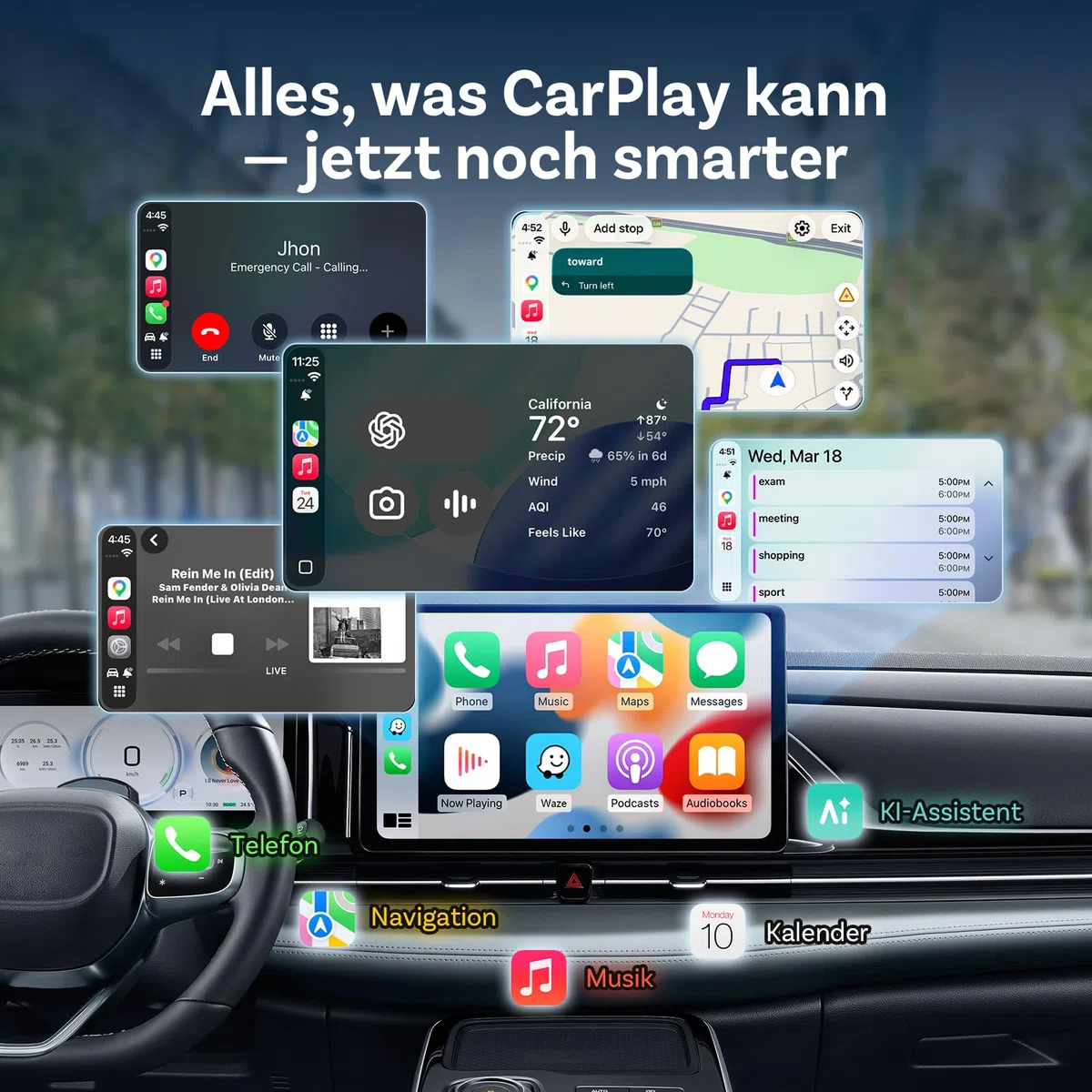 OTTOCAST Mini Pot, 2026 Upgrade Wireless CarPlay & Android Auto Adapter, Plug & Play, WLAN 2.4G+5G, Automatische Verbindung, Kompatibel mit Autos ab 2016 mit kabelgebundenem CarPlay/AA (Silber)