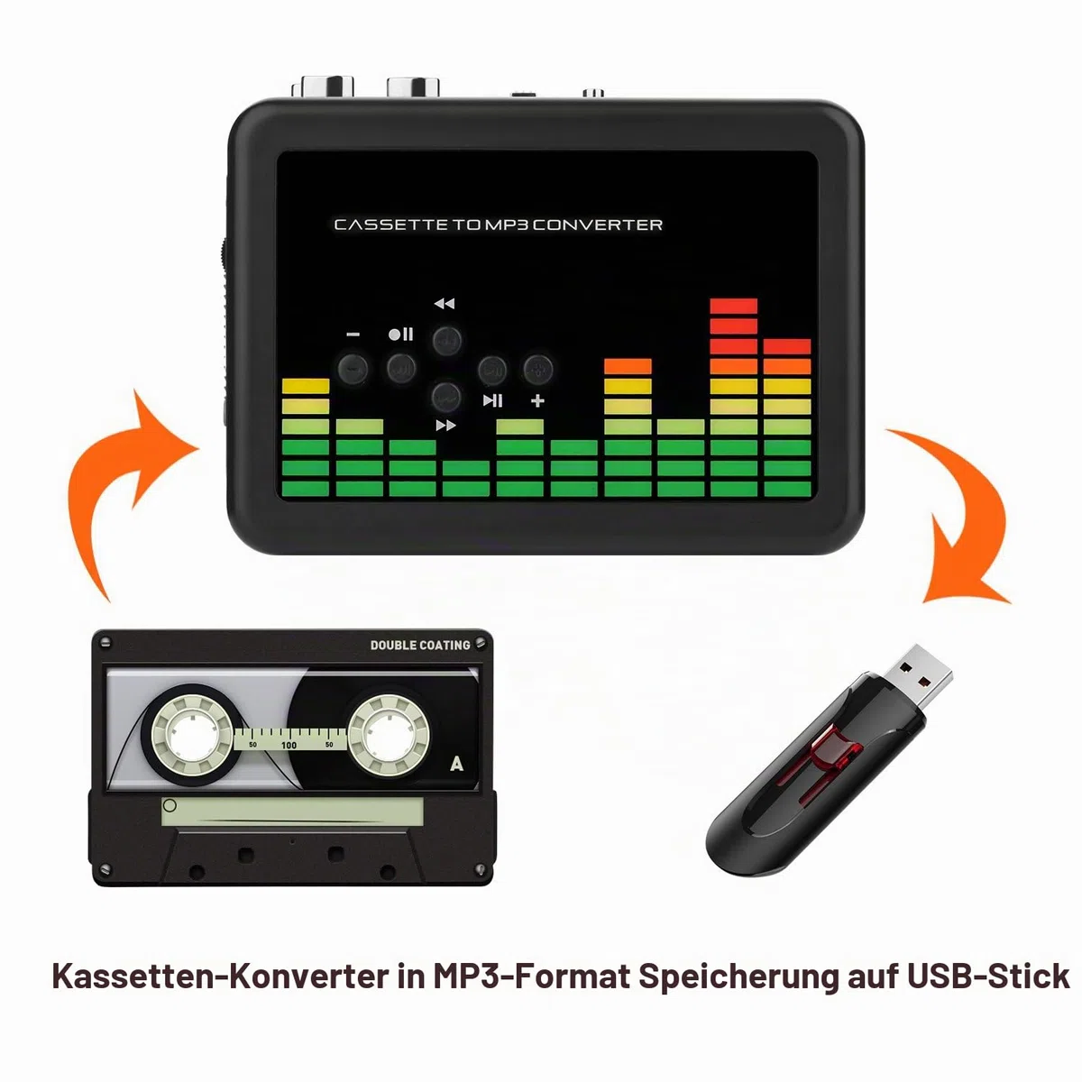 MYPIN Kassettenspieler, Tragbarer Kassettenkonverter USB Audio Kassette zu MP3 Player Konverter Kassette Auto-Rücklauf-Audio Notebook Retro Band Player mit Kopfhörer, braucht Keine Computer