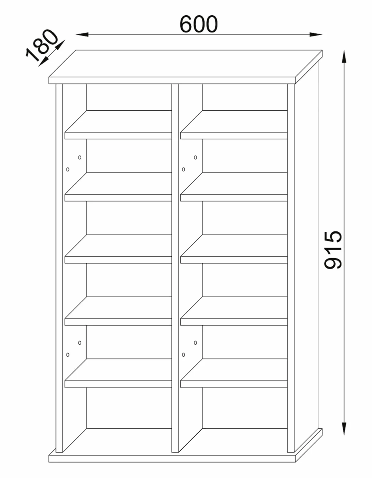 VCM Regal DVD CD Rack Medienregal Medienschrank Aufbewahrung Holzregal Standregal Schrank Möbel Bluray Weiß "Galerie"