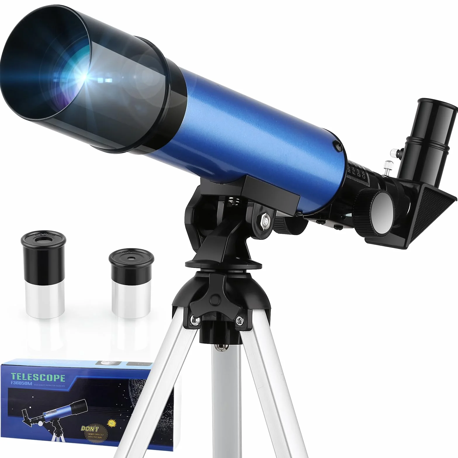 Cowiewie Teleskop für Kinder Teleskope Outdoor Weltraum Astronomie Anfänger Enthält Zwei Okulare Tragbares Refraktor Spektiv mit Stativ Geschenke