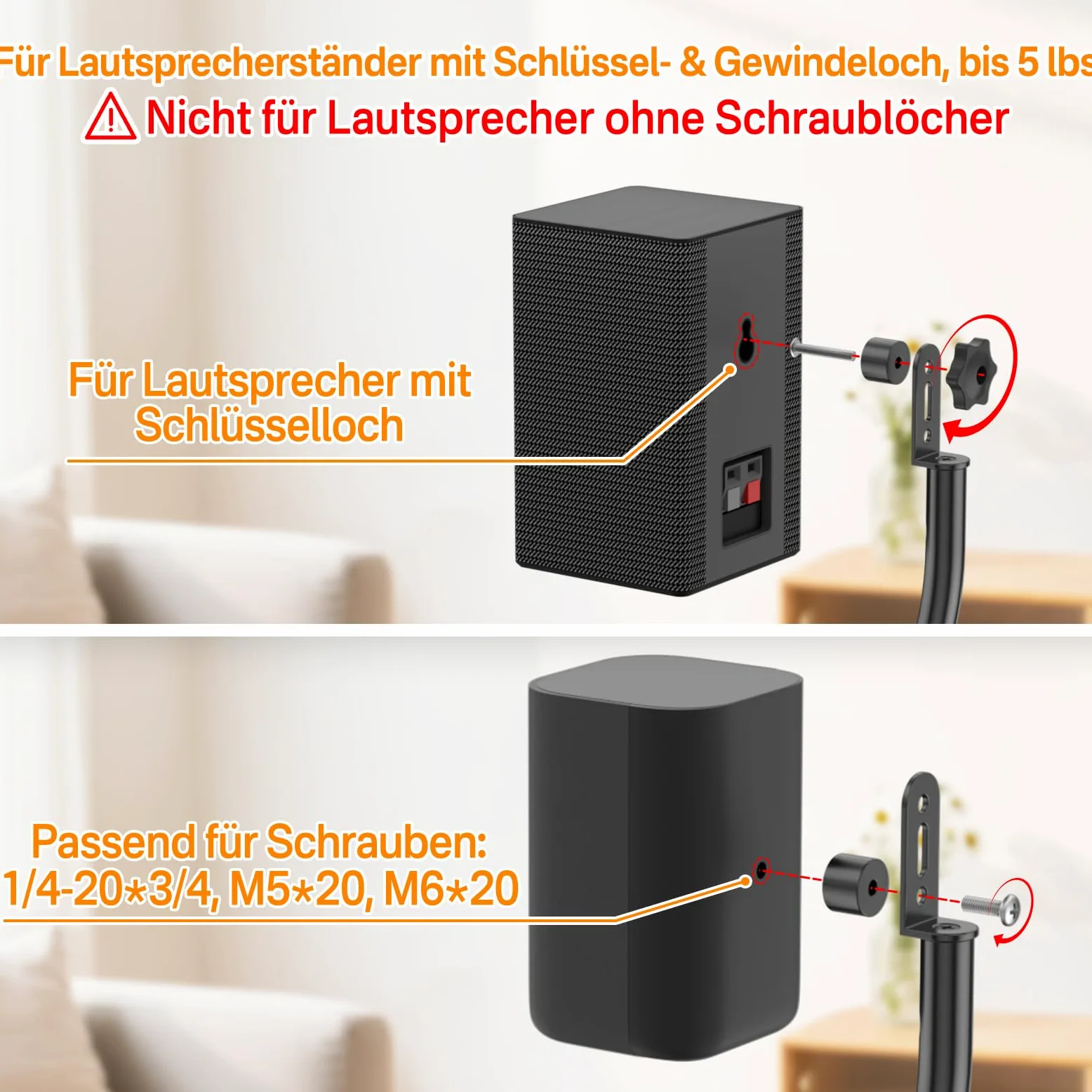 Universal-Surround-Lautsprecherständer Paar Höhe erweitern 33„ bis 42“ - Hintere Lautsprecherständer für LG, Vizio, Sony, Samsung Die meisten kleinen Satelliten-Surround-Sound-Lautsprecherständer