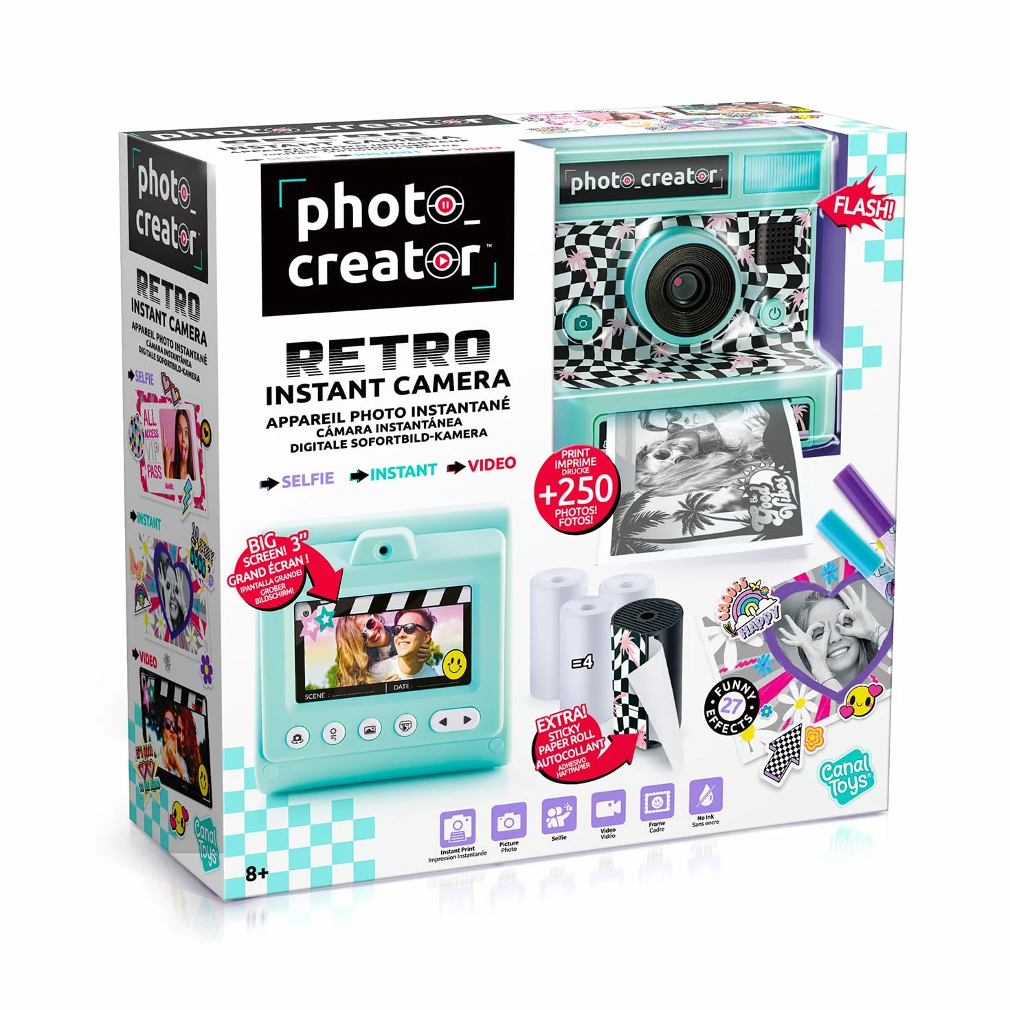 Canal Toys Photo Creator Retro Sofortbildkamera für Kinder, Digitale Sofortdruck-Kamera mit Thermopapierdruck